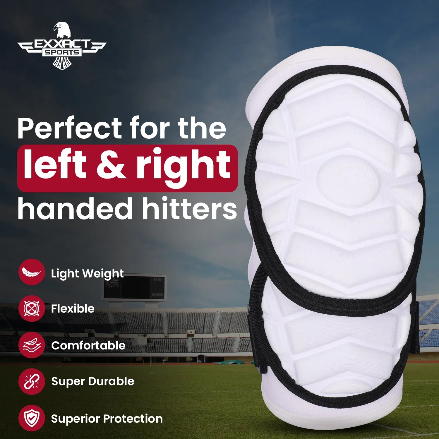 Defender Plus Baseball Elbow Guard with Adjustable Straps (White)