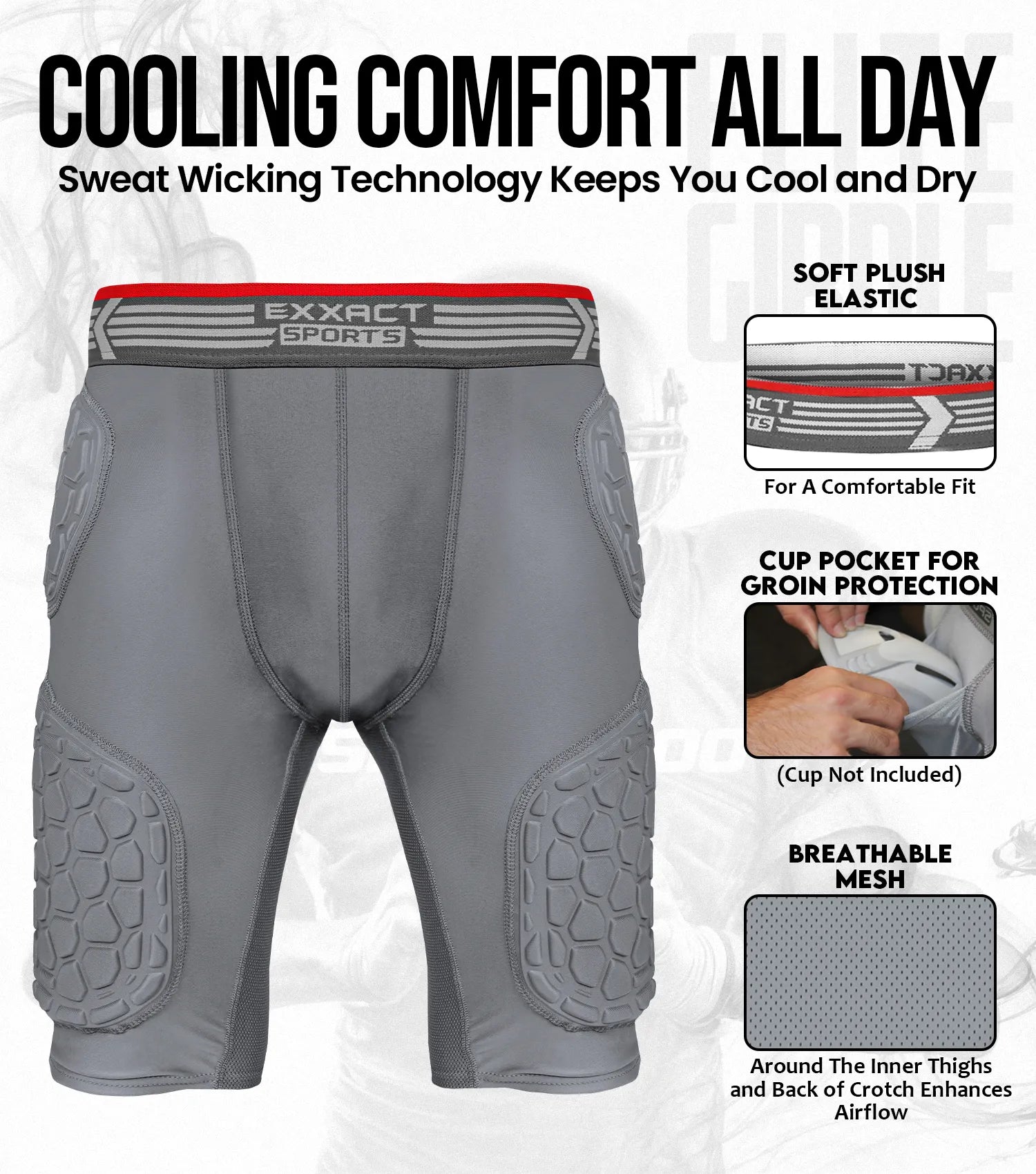 Elite 5-Pad Men Football Girdle with Cup Pocket Adult