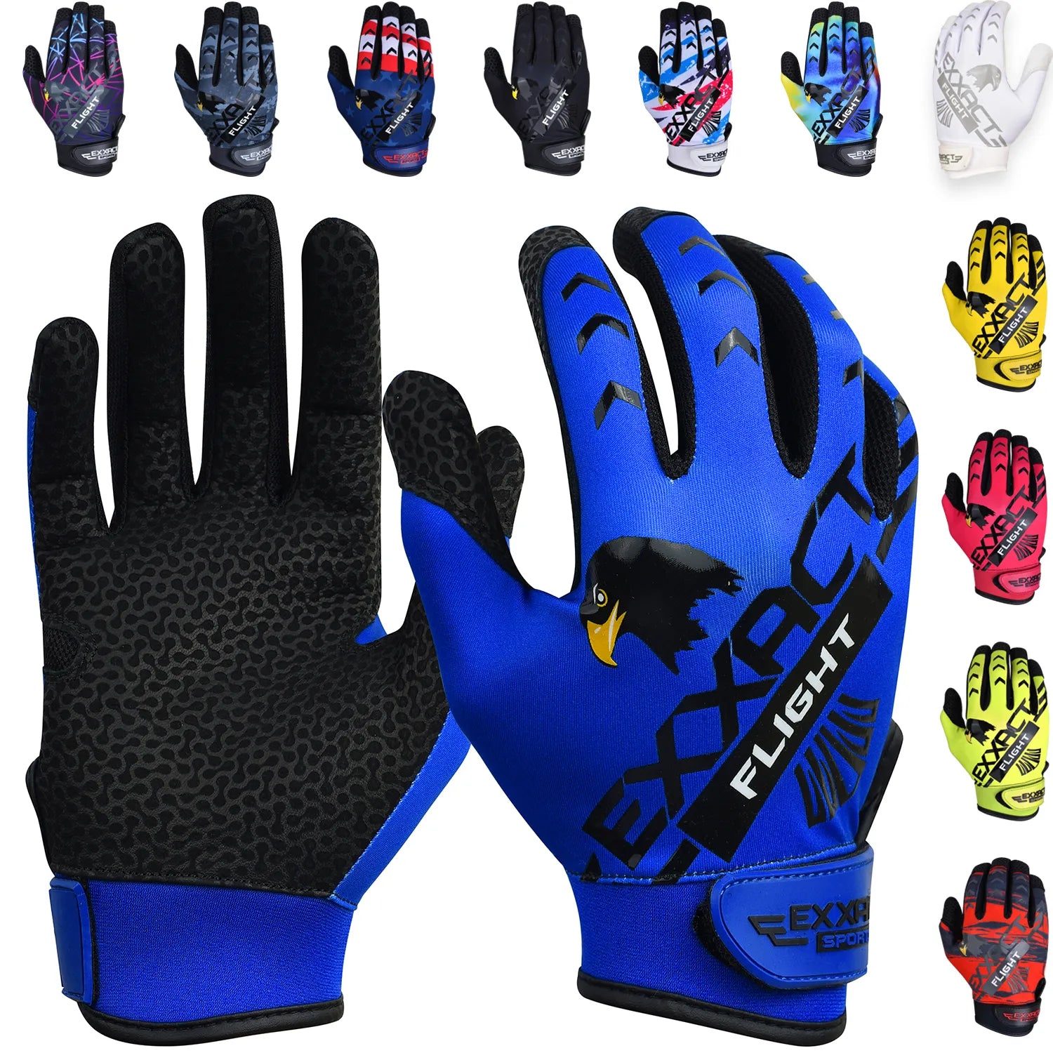 Flight Baseball Batting Gloves For Youth & Adult Blue