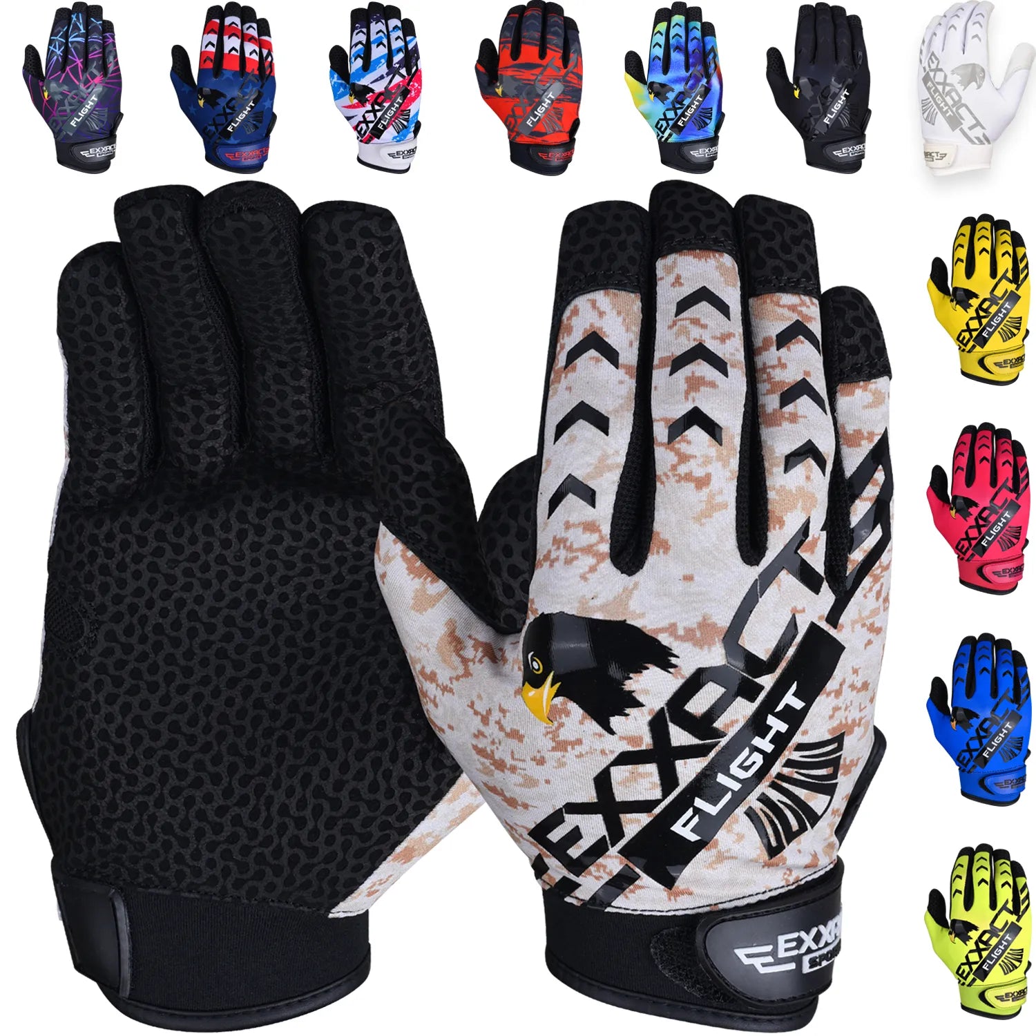 Flight Baseball Batting Gloves For Youth & Adult Desert Camo