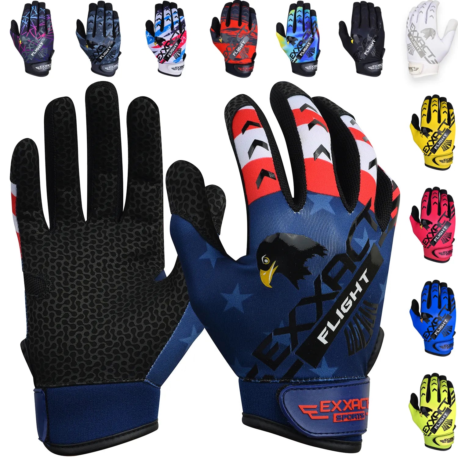 Flight Baseball Batting Gloves For Youth & Adult Patriot