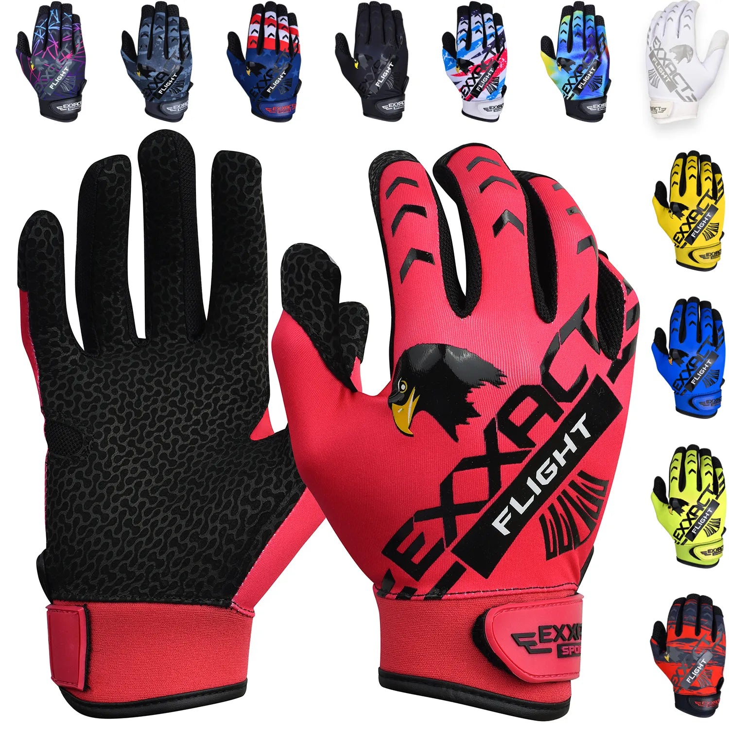 Flight Baseball Batting Gloves For Youth & Adult Hot Pink