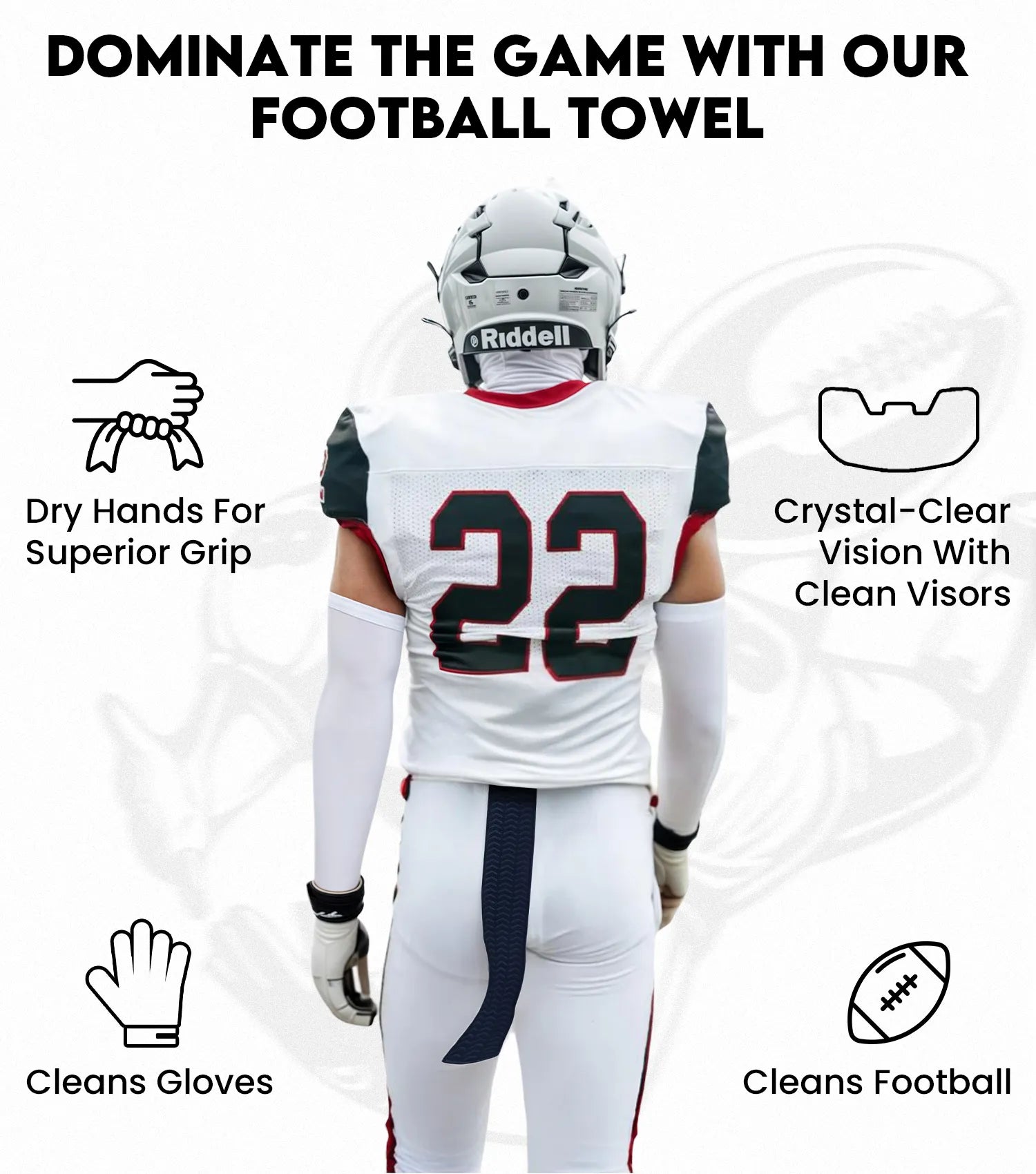 Streamer Football Towel with Hook & Loop Fastener