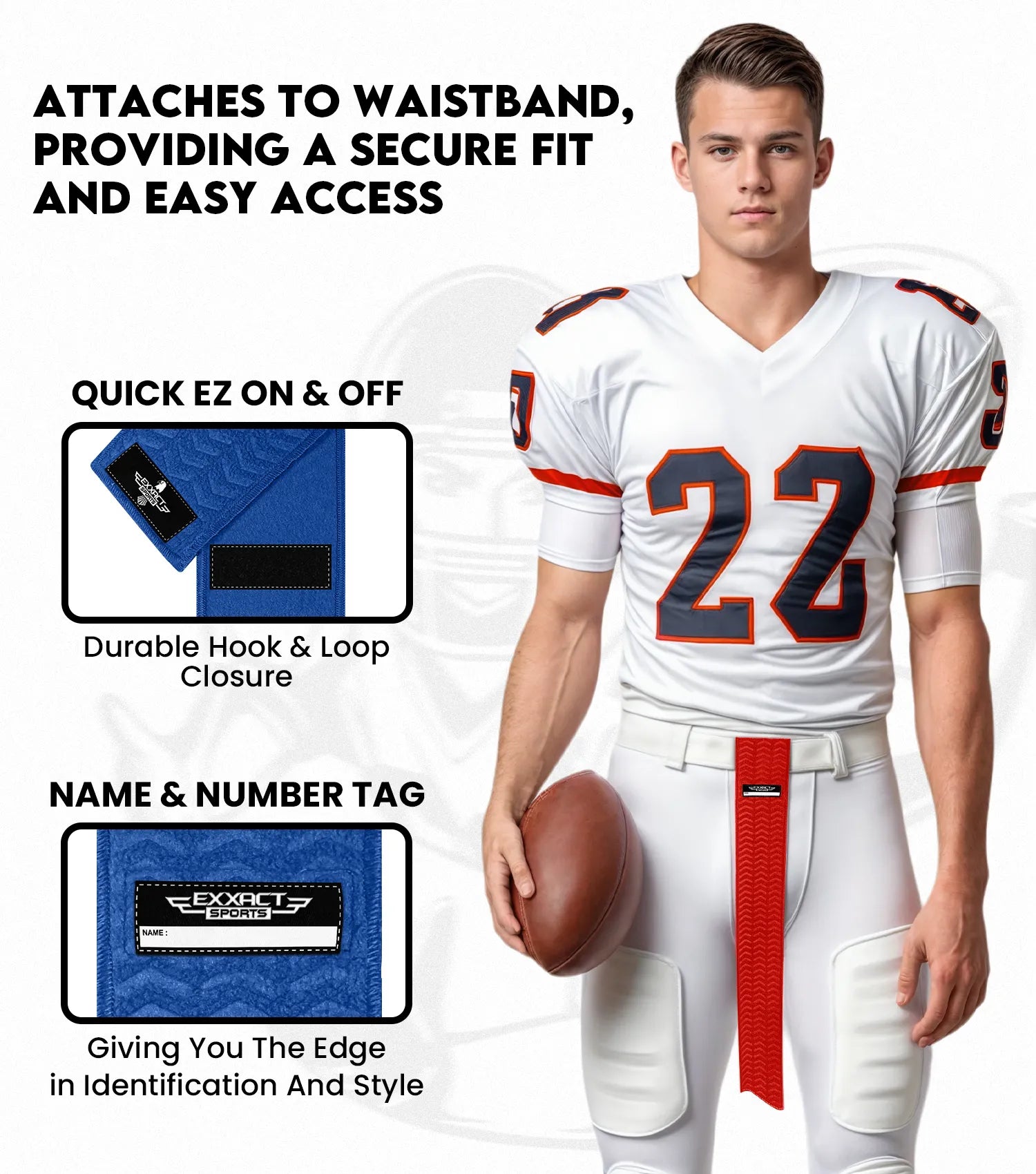 Streamer Football Towel with Hook Loop Fastener (Royal Blue