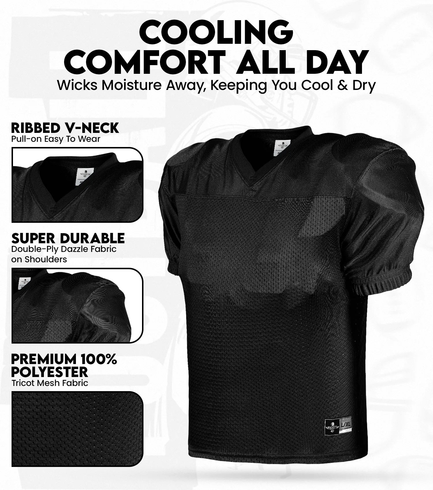 Men's Adult Football Practice Jersey (Black)