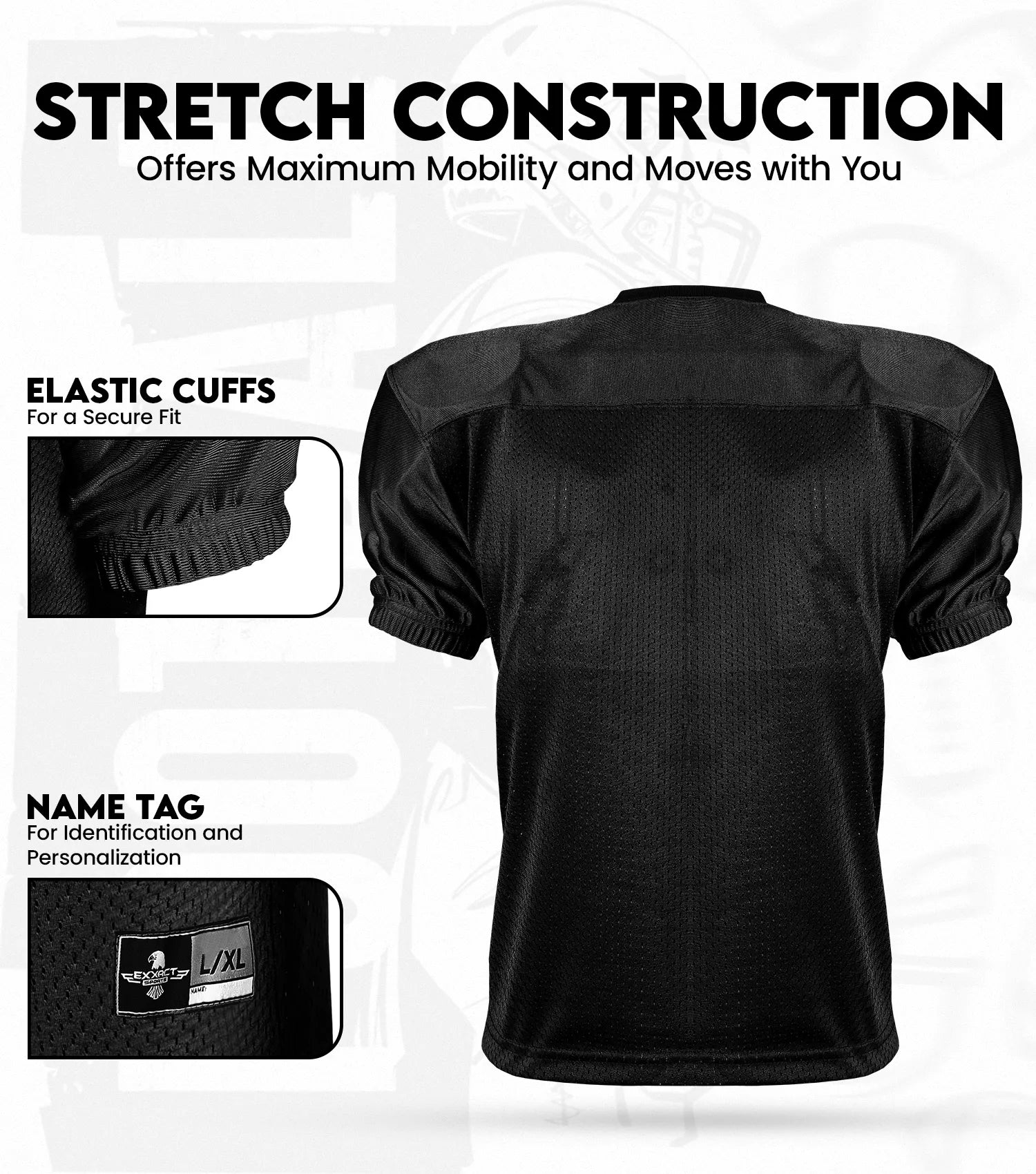 Men's Adult Football Practice Jersey (Black)