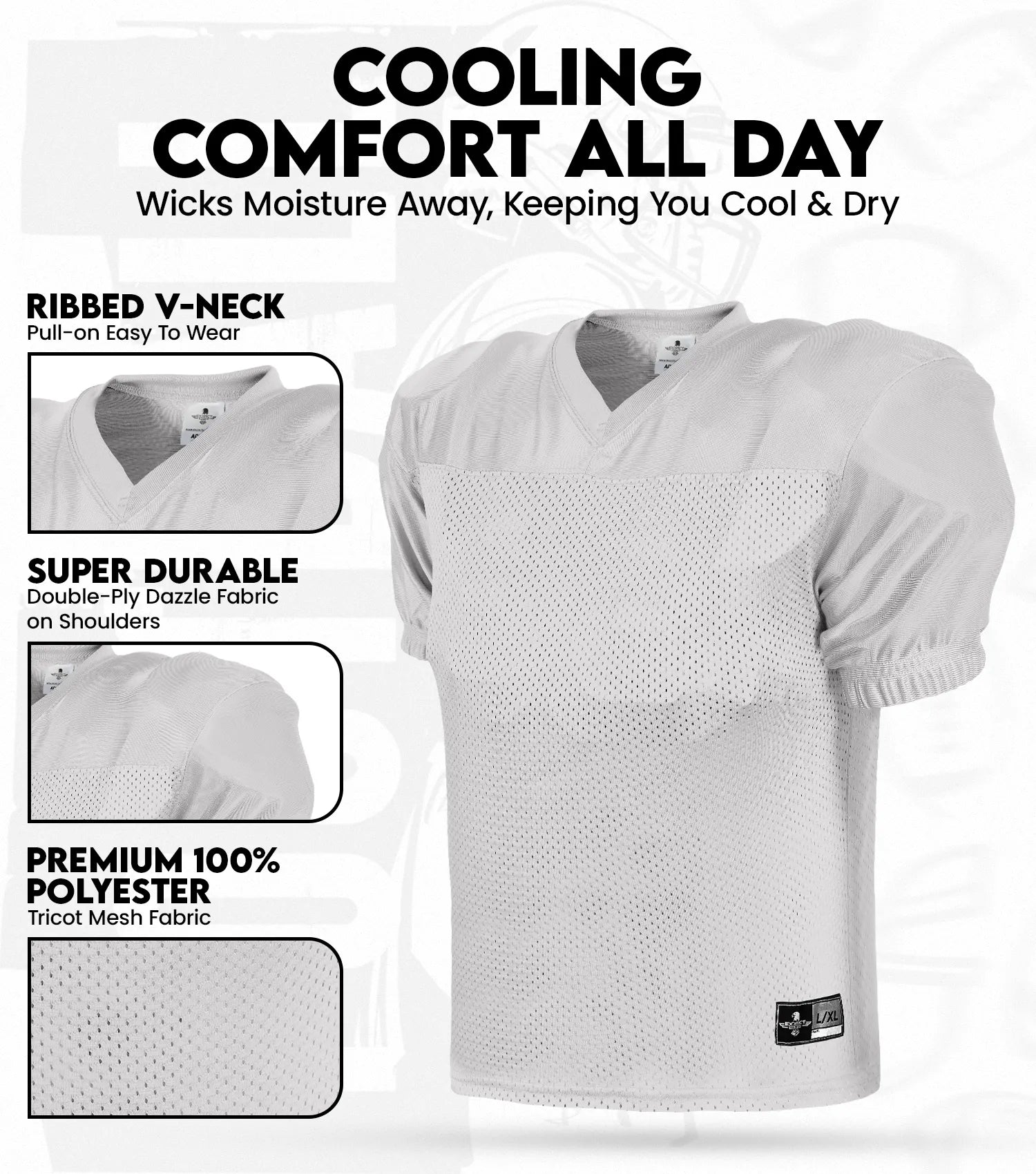 Men's Adult Football Practice Jersey (Silver)
