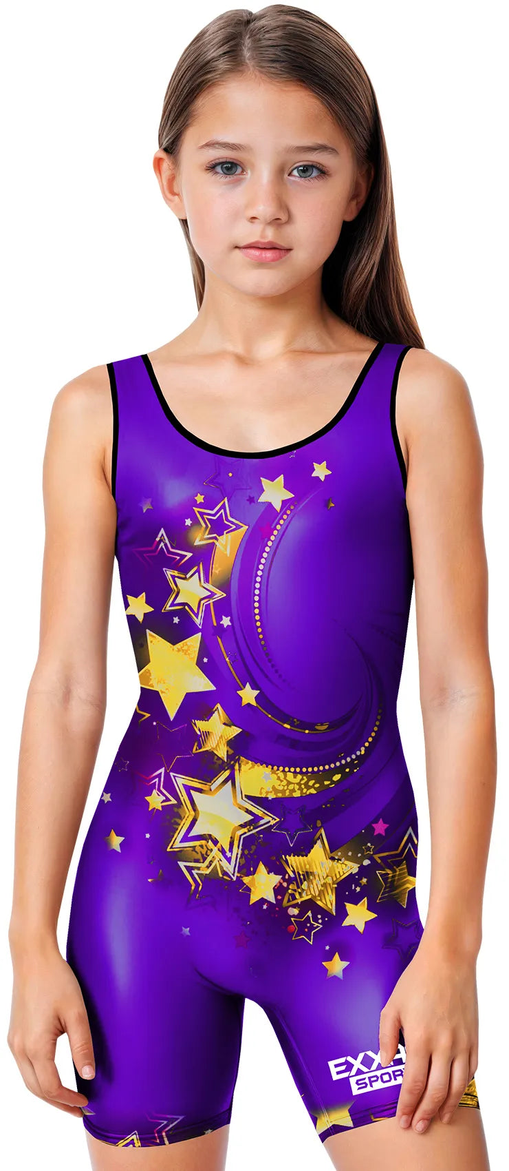 Sublimated Girl's Wrestling Singlets, High-Cut Female Singlets (Stars)