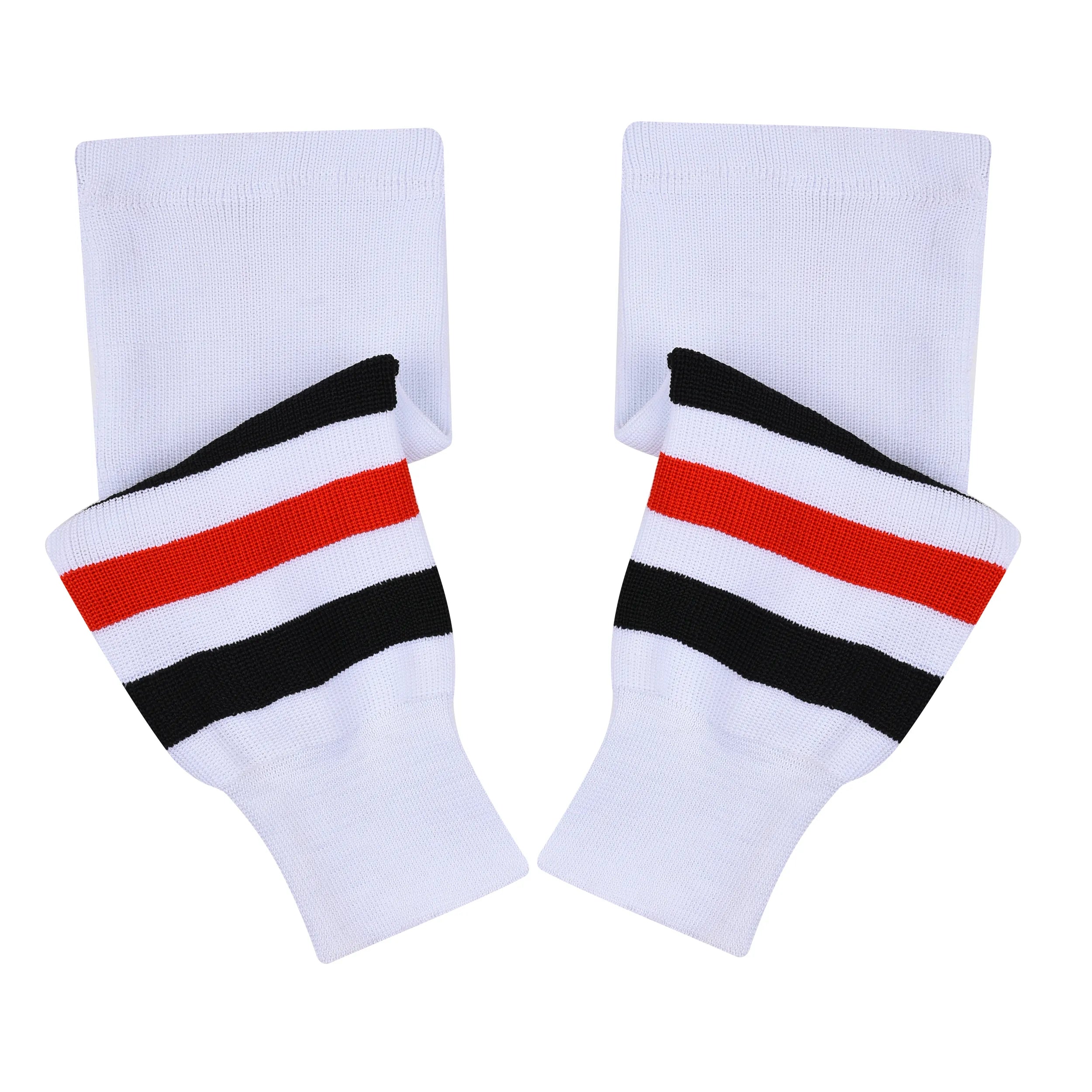 Knit Men & Women Hockey Socks White / Black & Red