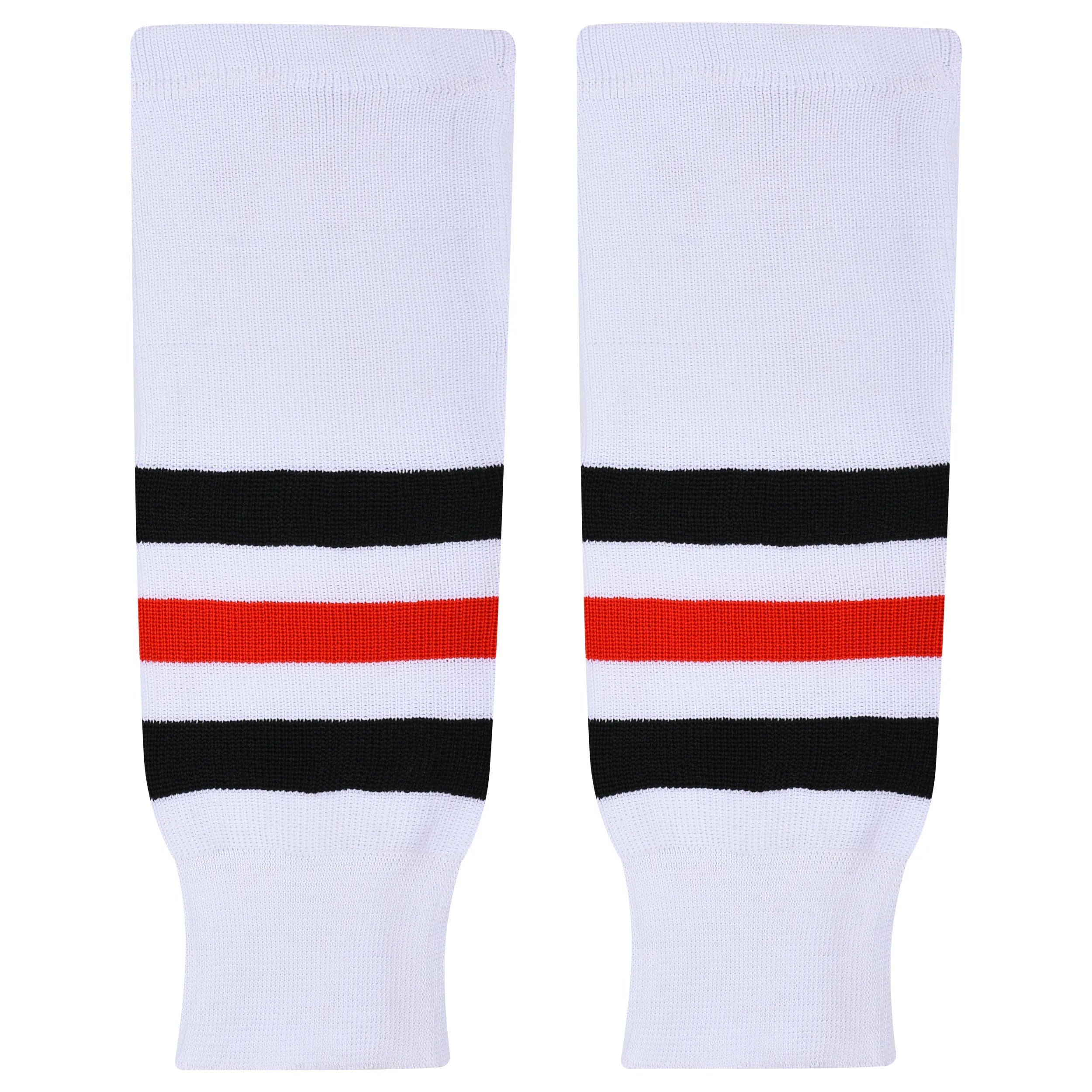 Knit Men & Women Hockey Socks White / Black & Red