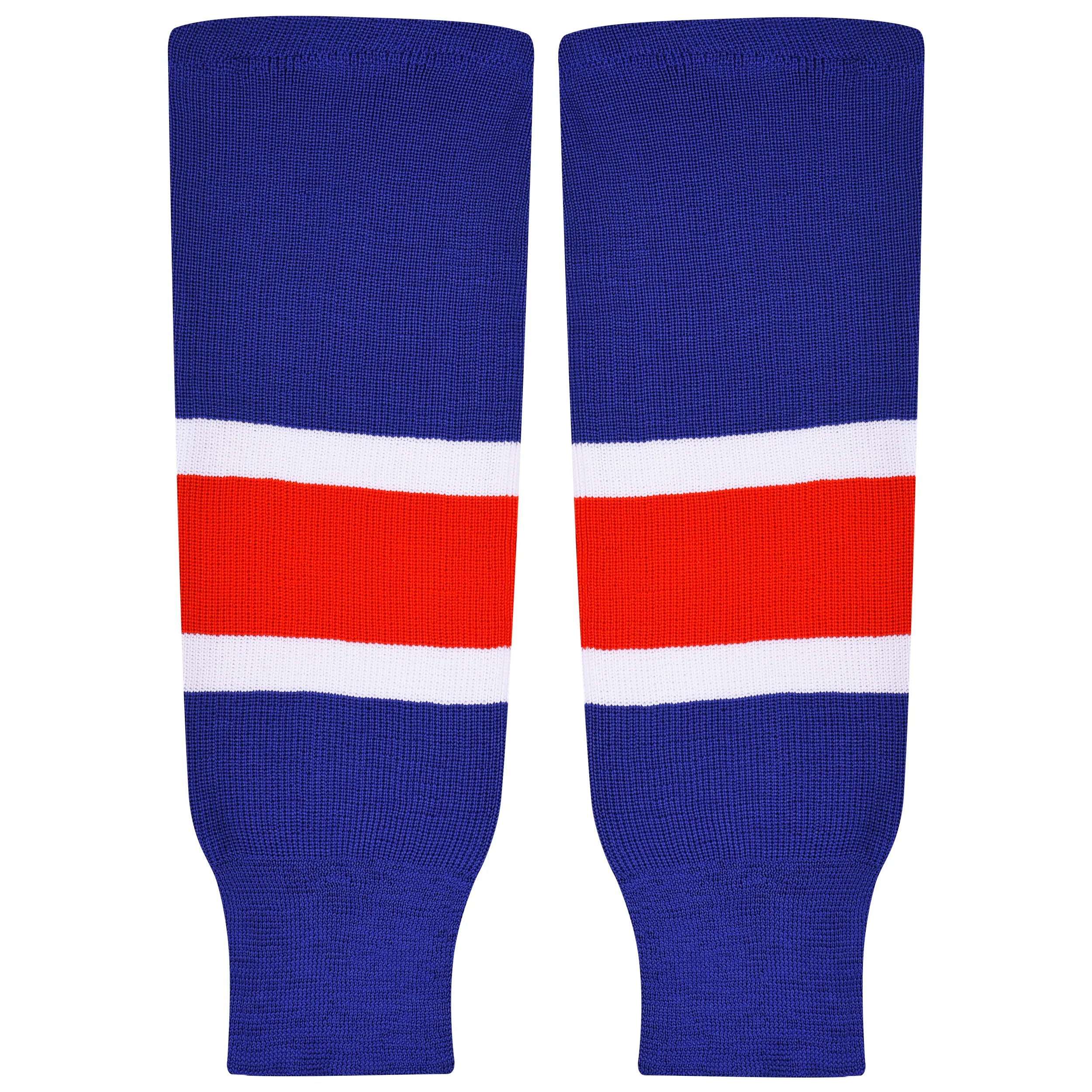 Knit Men & Women Hockey Socks Royal Blue / White & Red