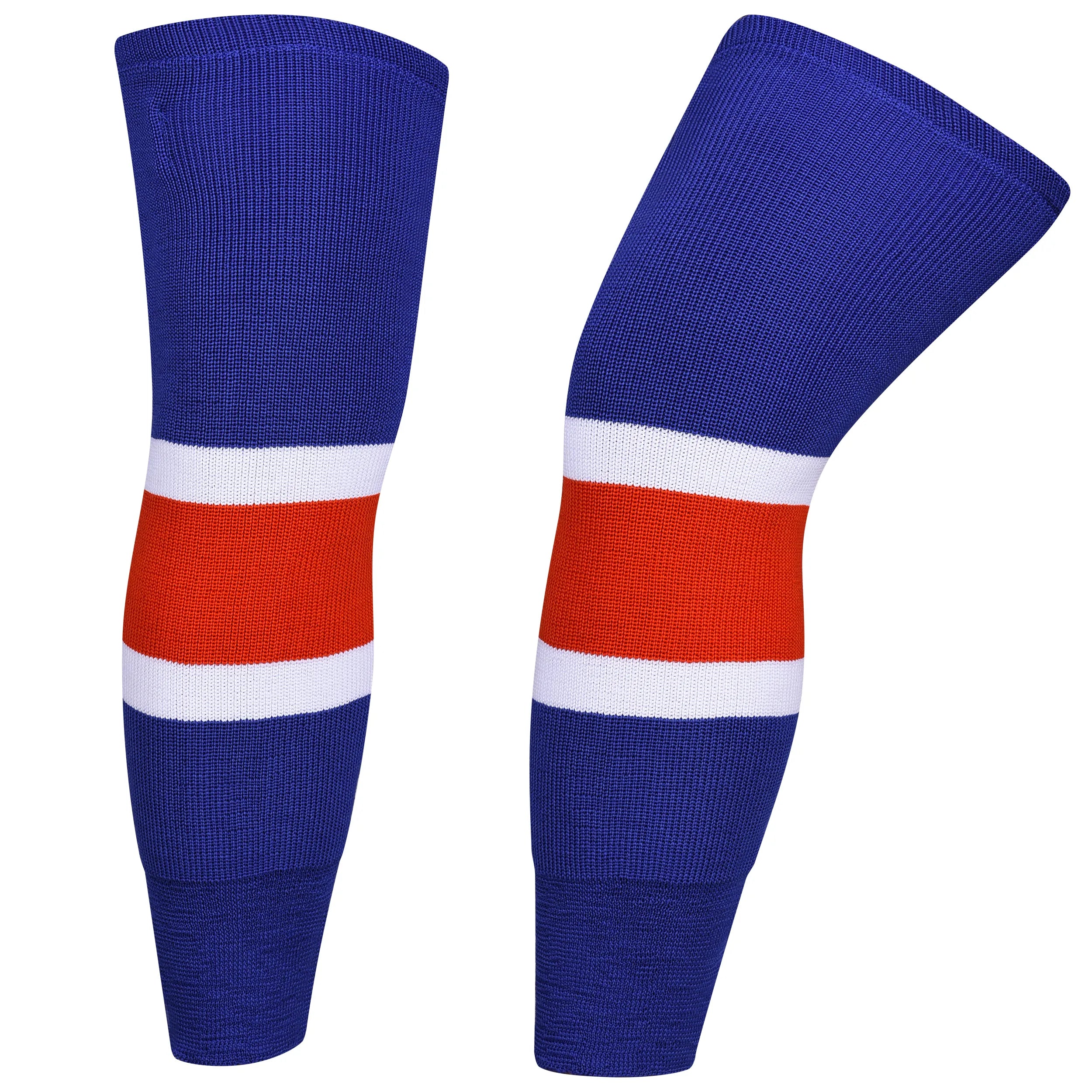 Knit Men & Women Hockey Socks Royal Blue / White & Red