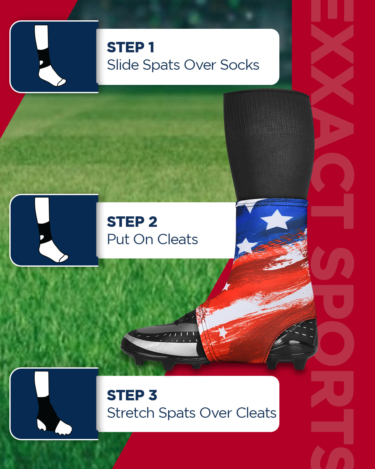 Spats Cleat Men & Boys Football Covers Bruashy Usa Flag