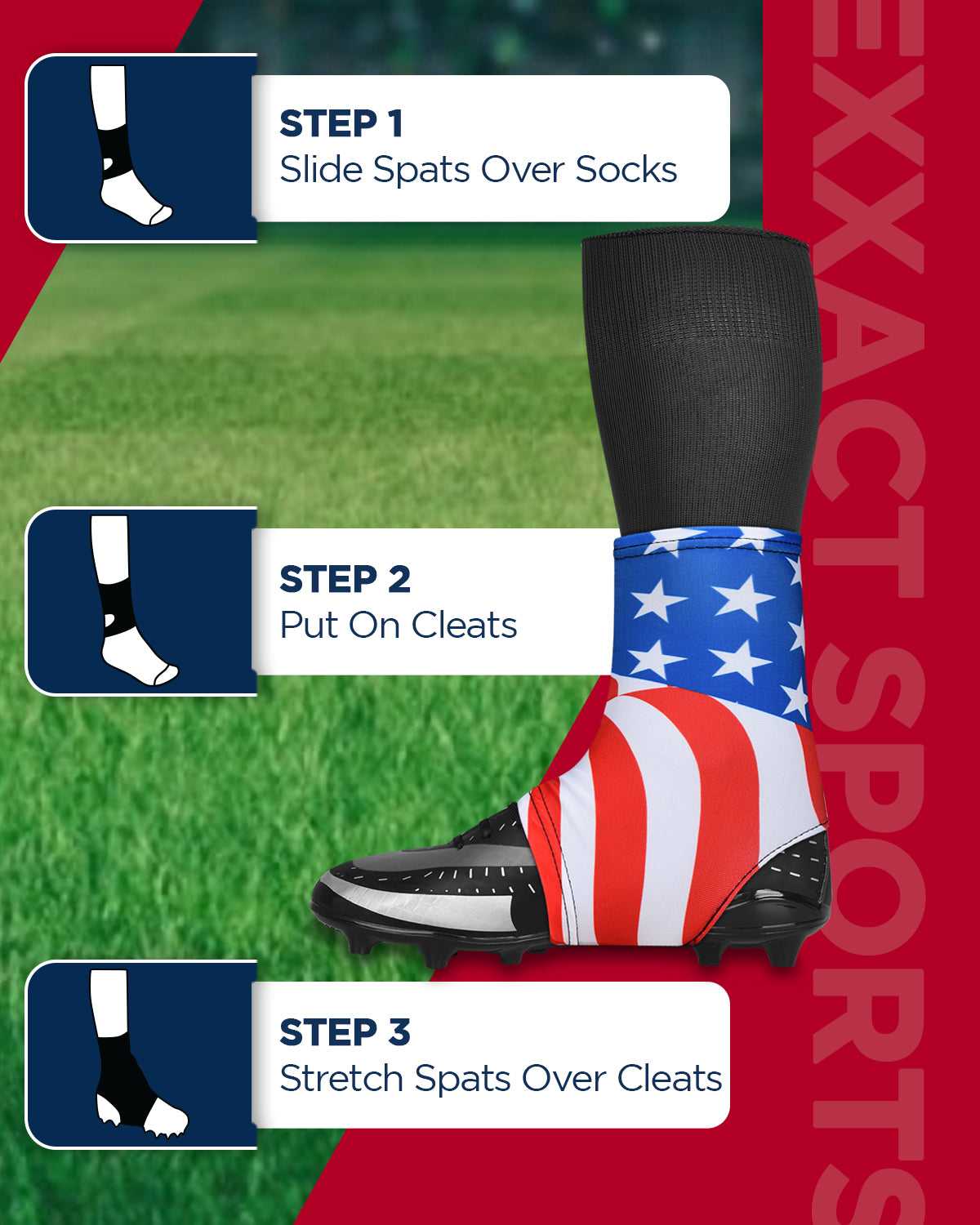 Spats Cleat Men & Boys Football Covers usa Flag