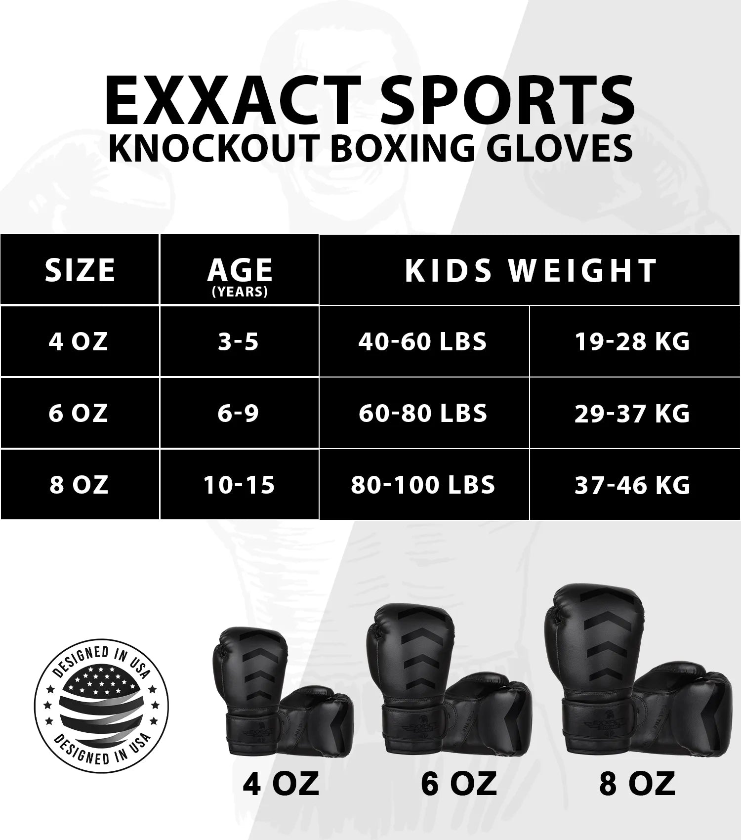 Kids Knockout Boxing Gloves with Padded Protection Black