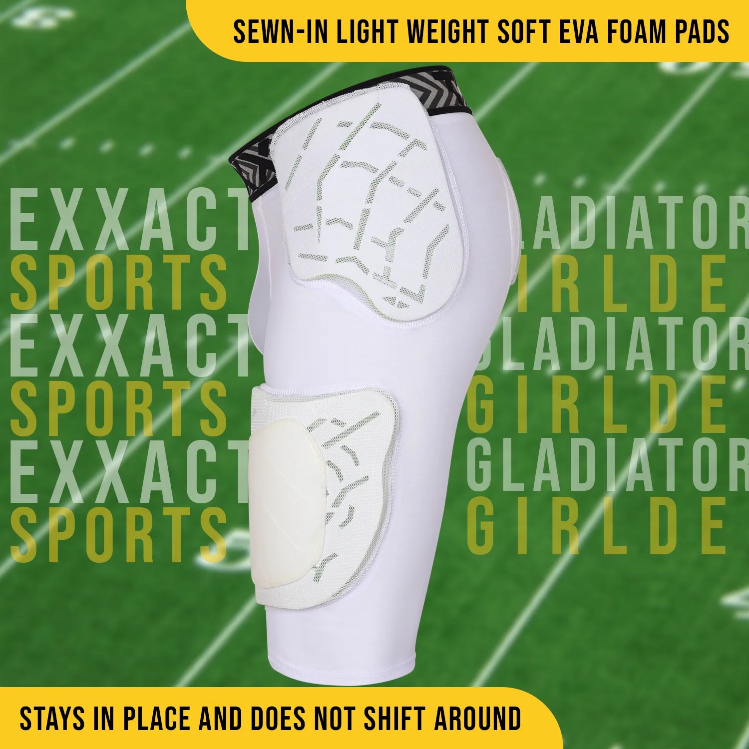 Men's Gladiator 5-Pad Football Girdle with Cup Pocket White (Adult)