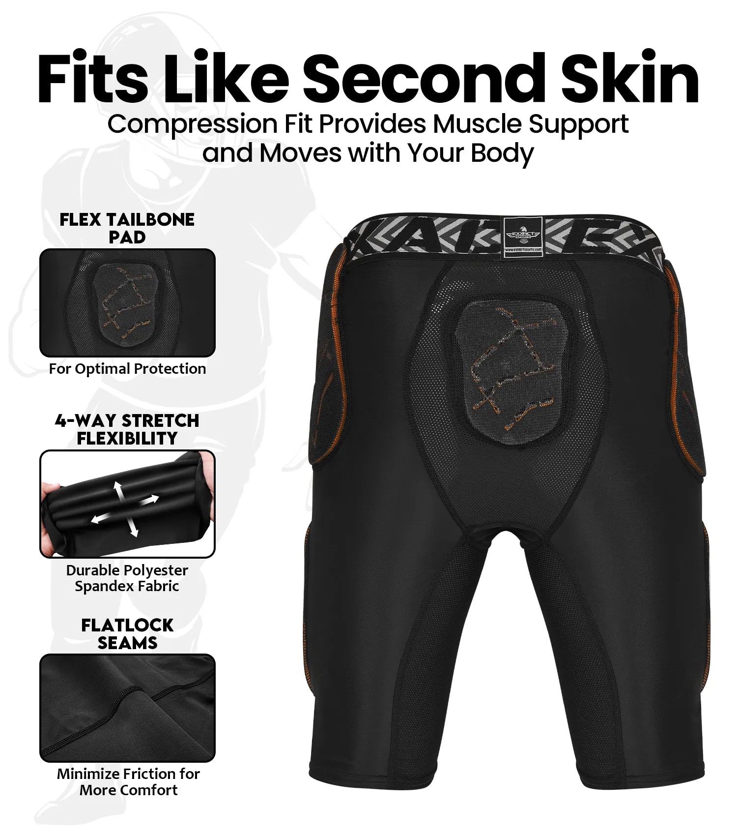 Men's Gladiator 5-Pad Football Girdle with Cup Pocket (White Bronze)
