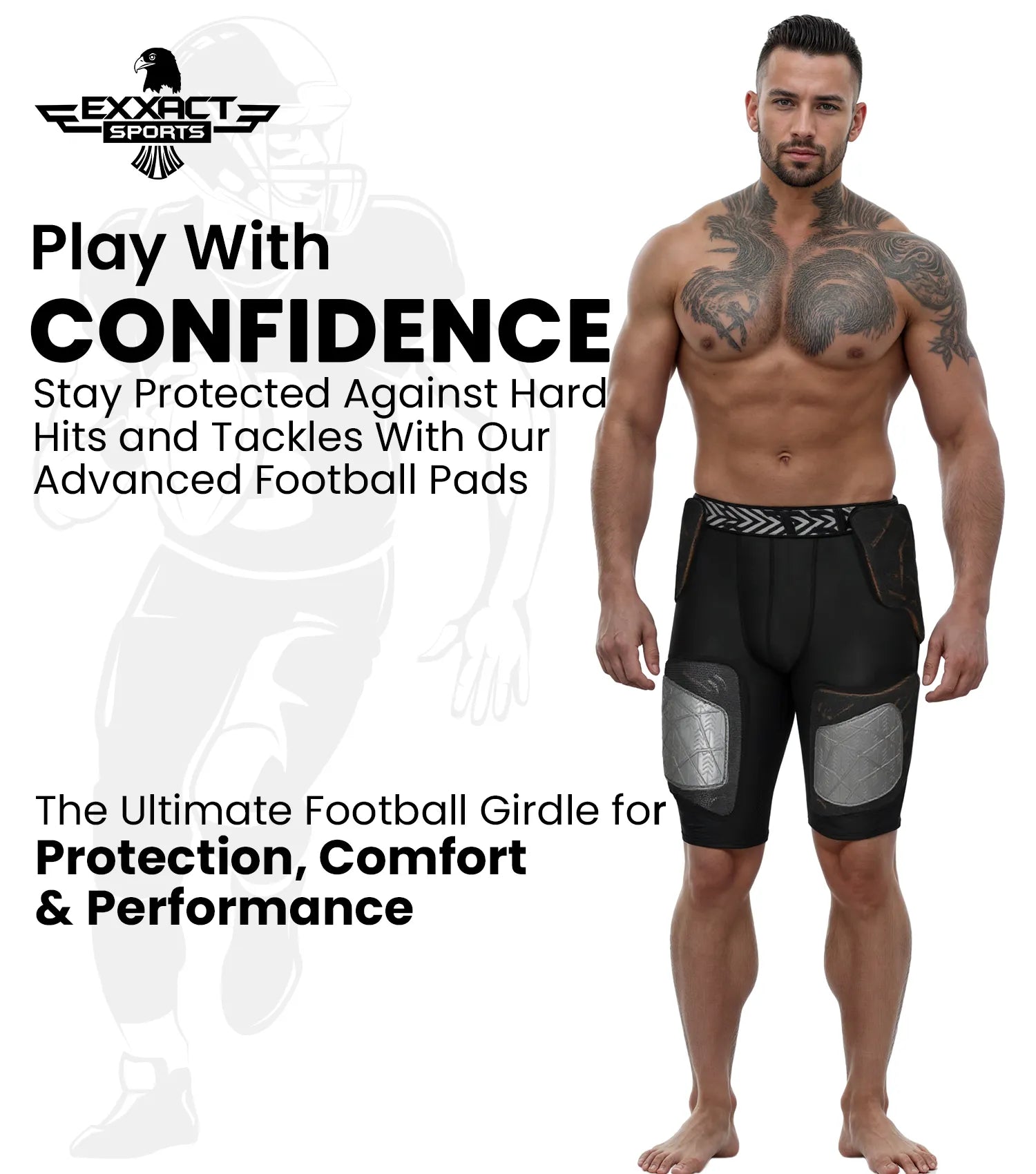 Men's Gladiator 5-Pad Football Girdle with Cup Pocket (White Bronze)