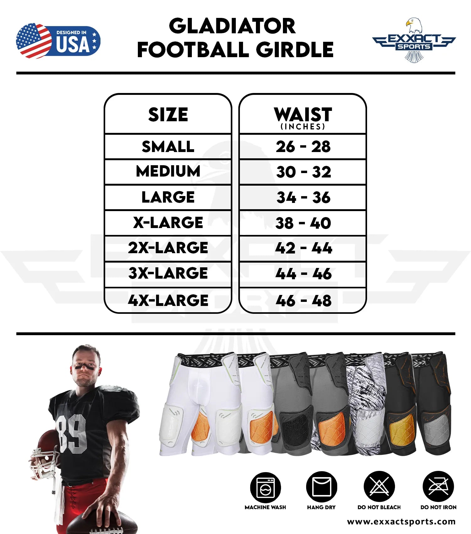 Men's Gladiator 5-Pad Football Girdle with Cup Pocket (White Bronze)