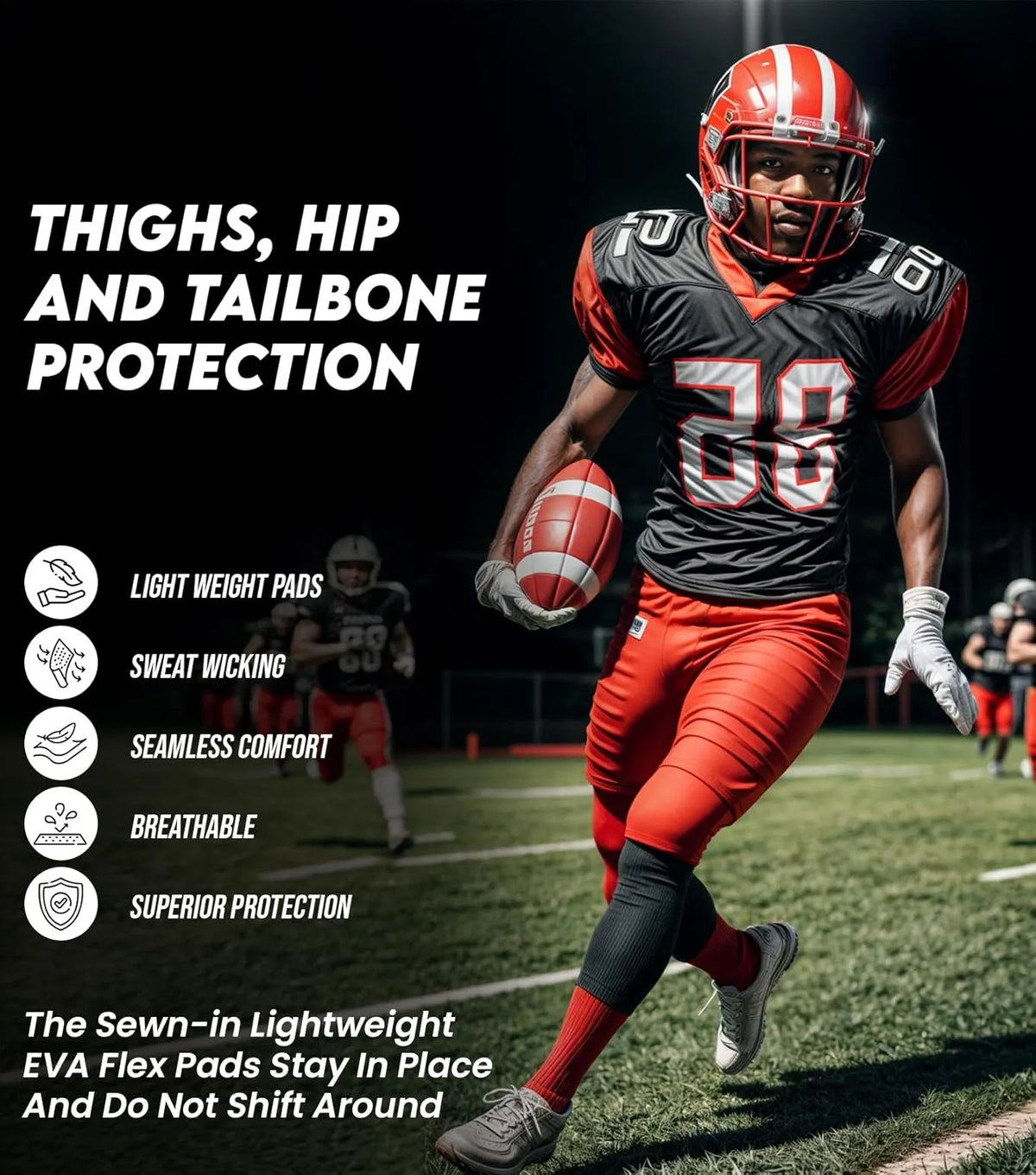 Football Inner Proline Mens Integrated Football Pants with 7 Flex Pads| Exxactsports