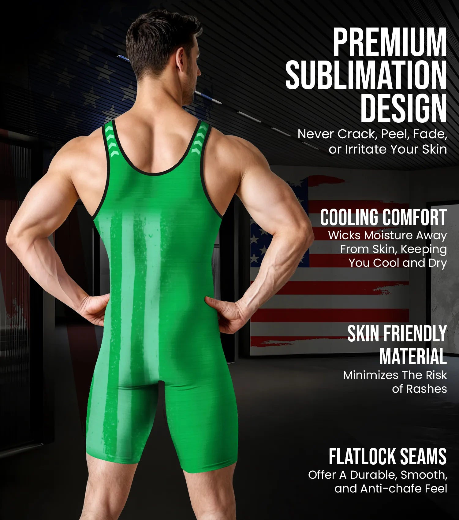 Men's Patriot Wrestling Singlets Green (Adult)