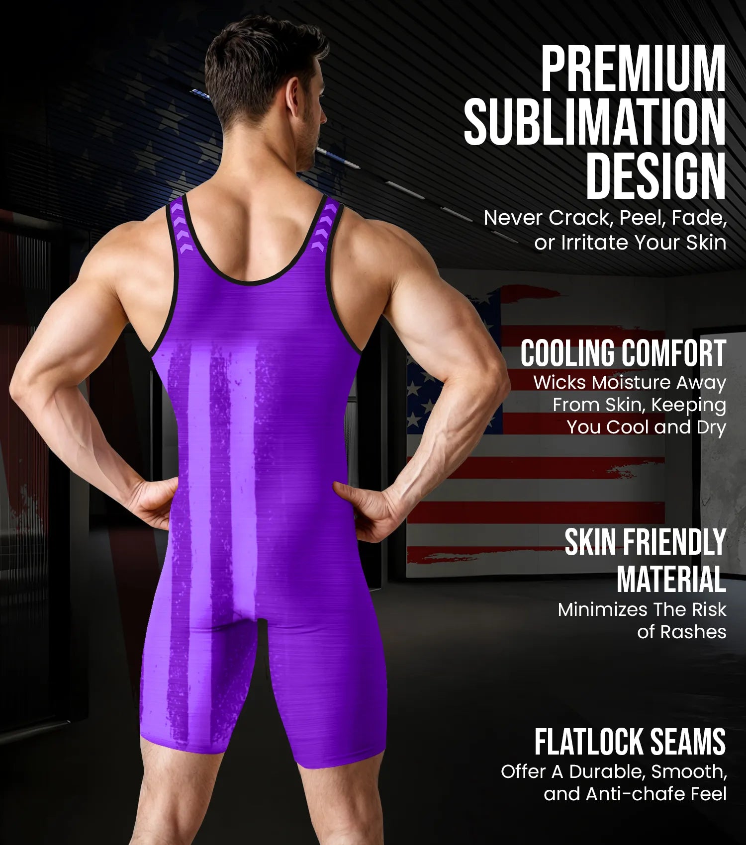 Men's Patriot Wrestling Singlets Purple (Adult)