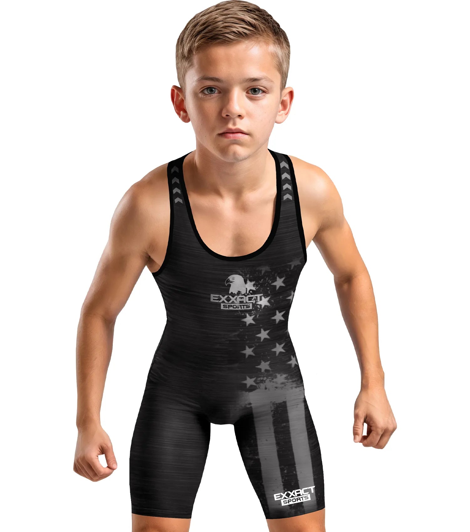 Boys Youth Patriot Wrestling Singlets Black