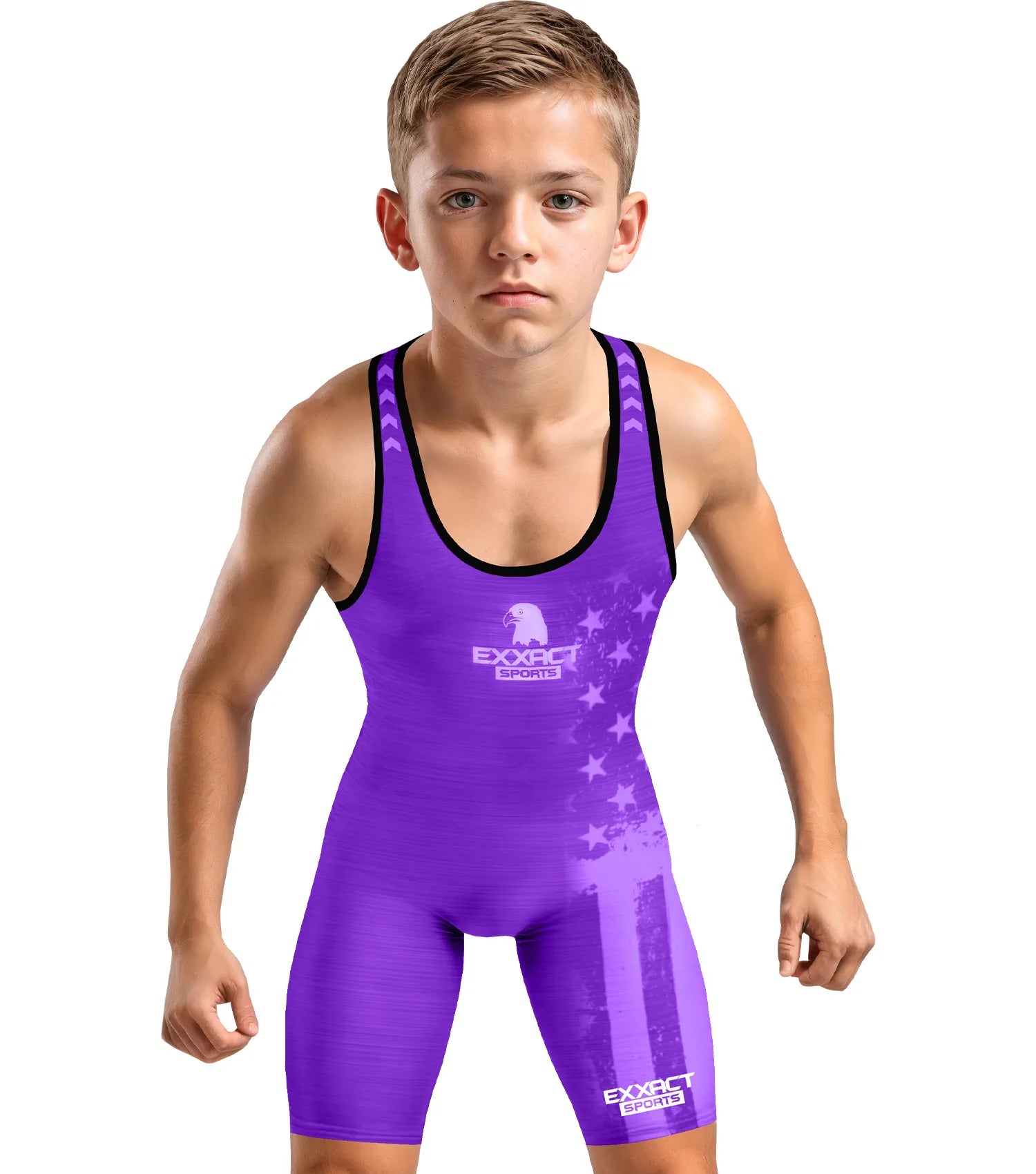 Boys Youth Patriot Wrestling Singlets Purple