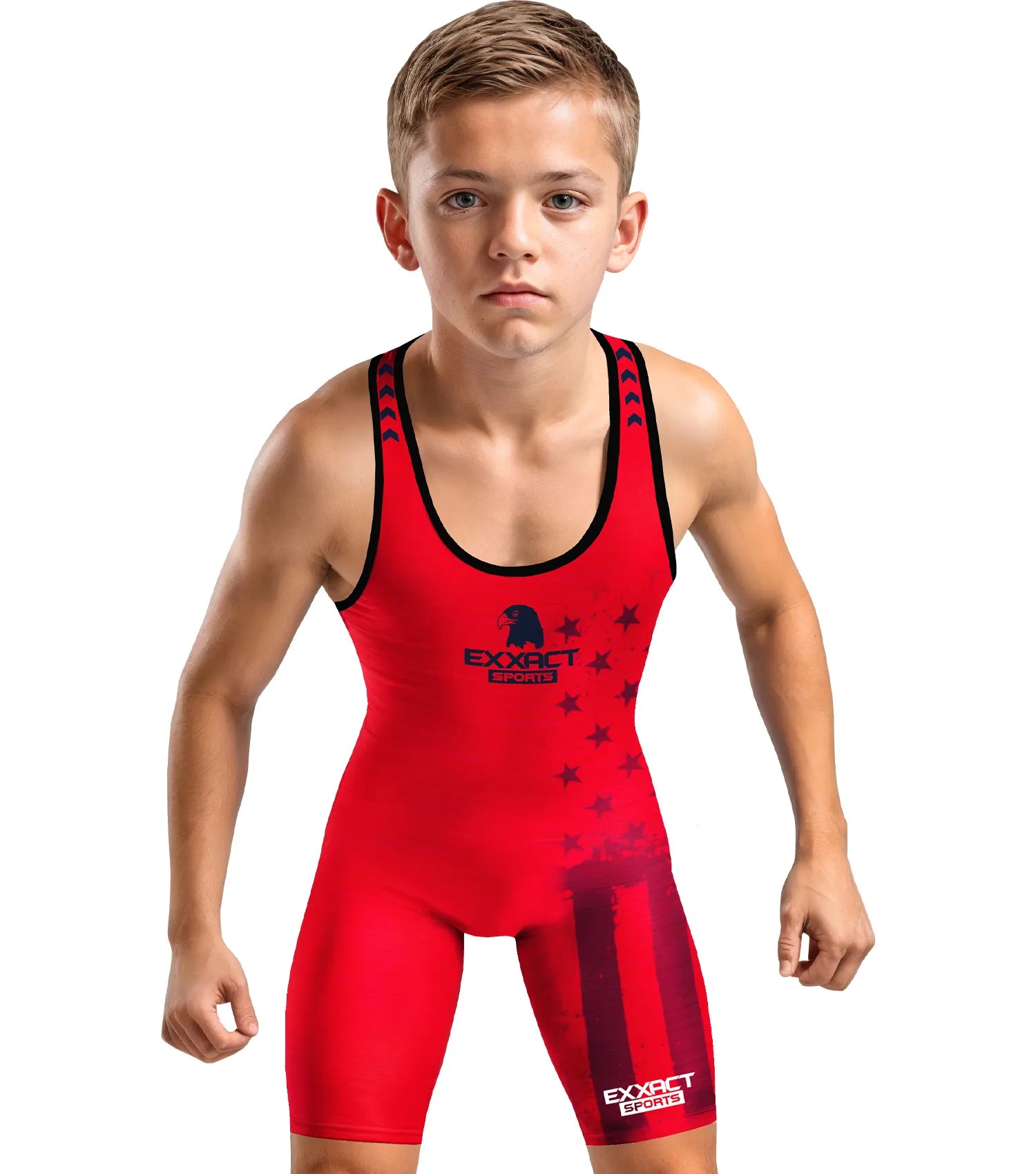 Boys Youth Patriot Wrestling Singlets Red