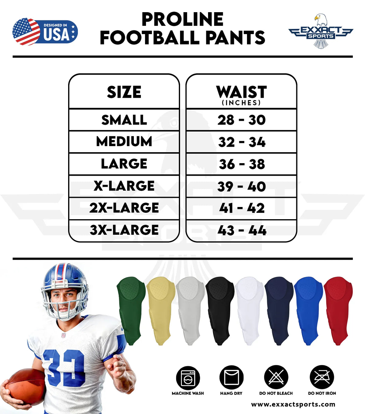 Proline Football Proline Men Integrated Football Pants with 7 Flex Pads Dark Green Adult ...