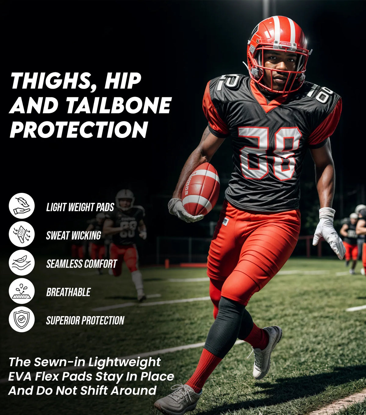 Proline Football Proline Men Integrated Football Pants with 7 Flex Pads Vegas Gold Adult ...
