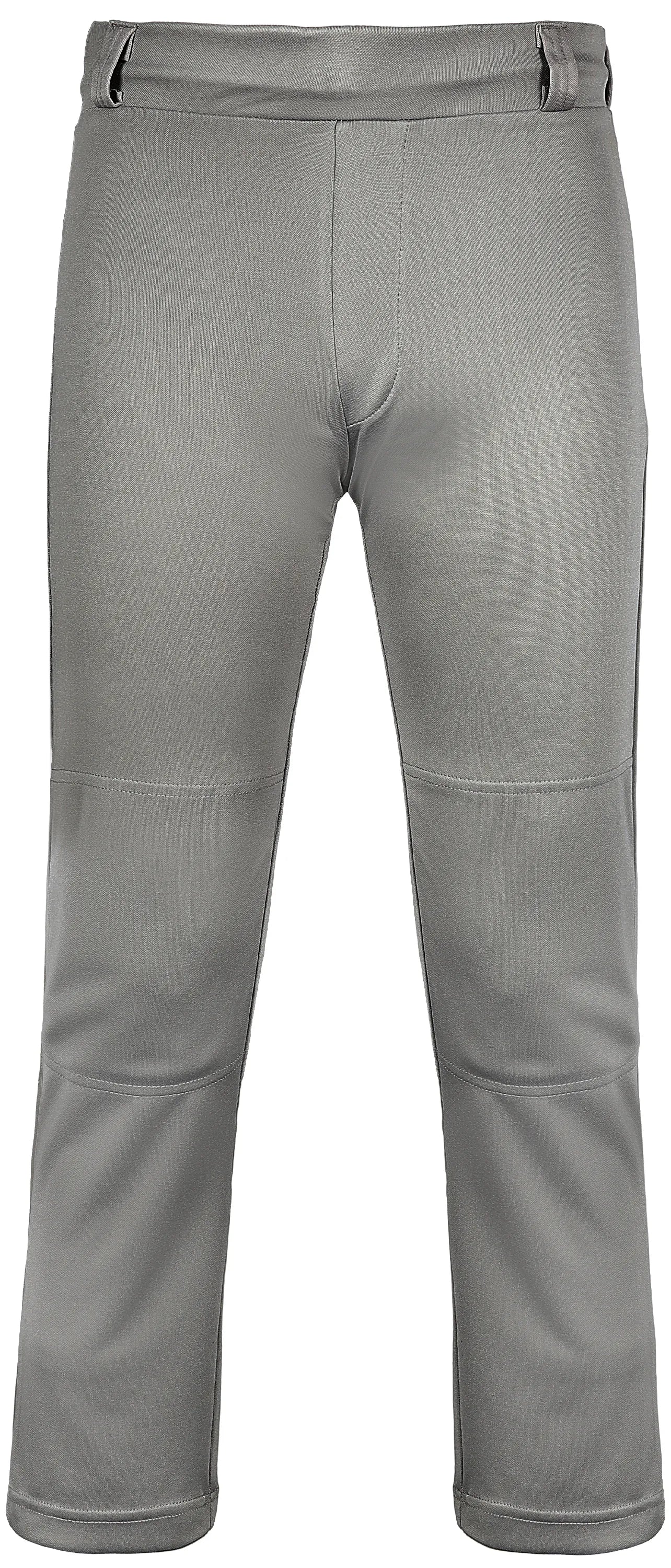 Pull-Up Boys Baseball Pants with Adjustable Drawstring, Full Length & Open Bottom (Gray)