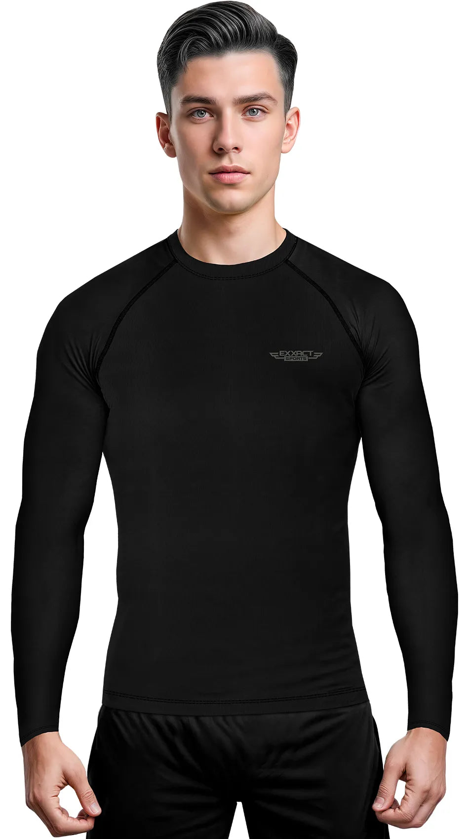 Men's Black BJJ Rash Guard Long Sleeve