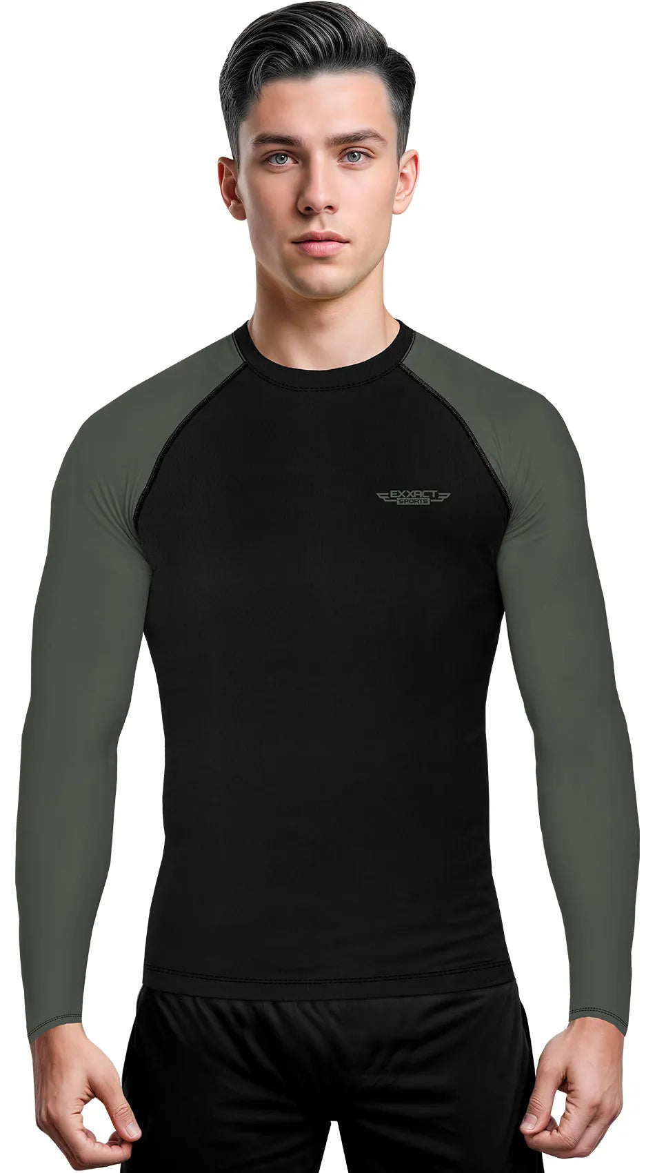 Men's Gray BJJ Rash Guard Long Sleeve