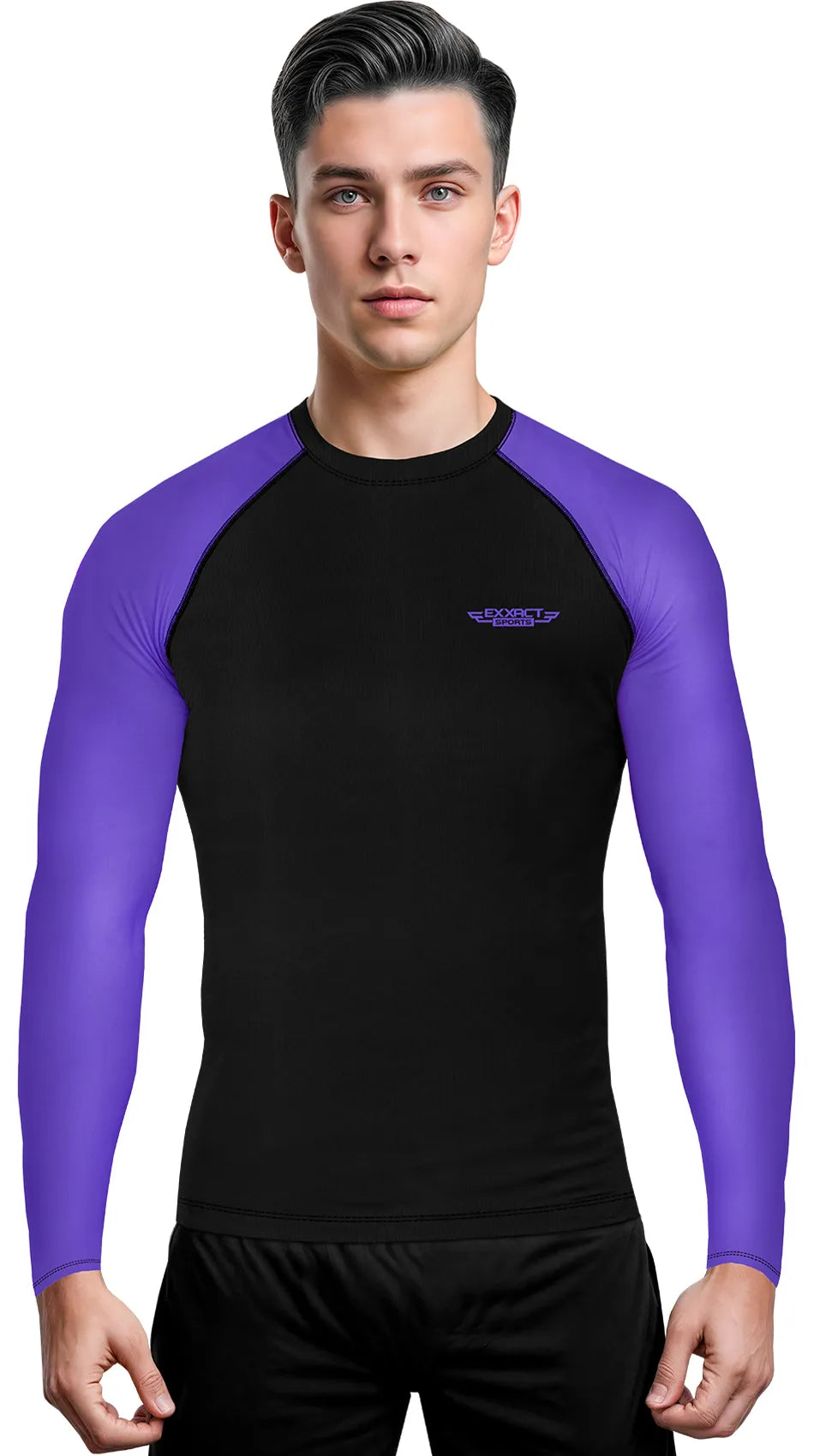 Men's Purple BJJ Rash Guard Long Sleeve