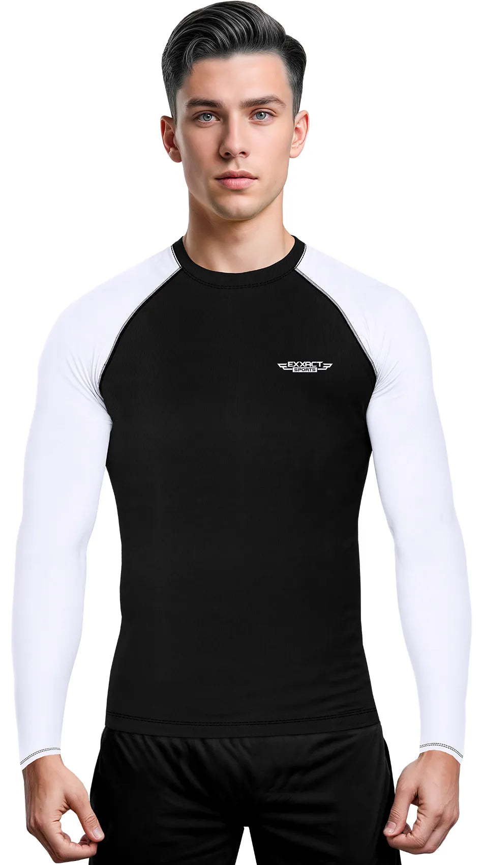 Men's White BJJ Rash Guard Long Sleeve