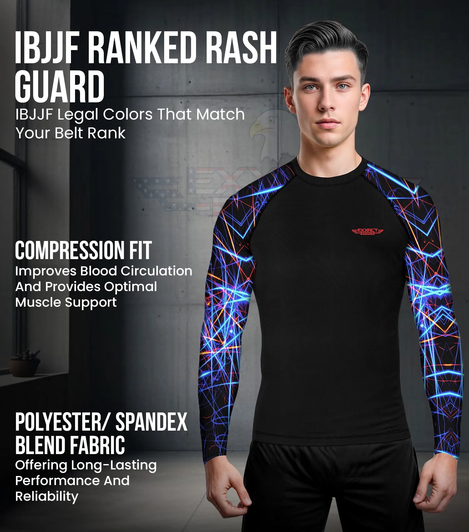 BJJ Rash Guard Mens Long Sleeve Adult| Exxact Sports