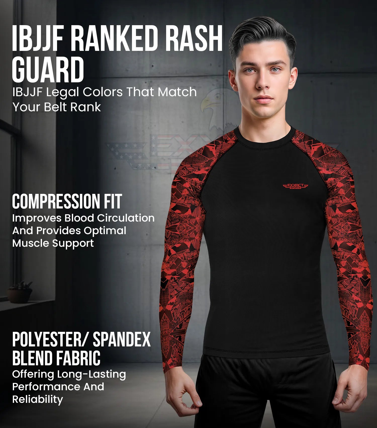 BJJ Rash Guard Mens Long Sleeve Adult| Exxact Sports