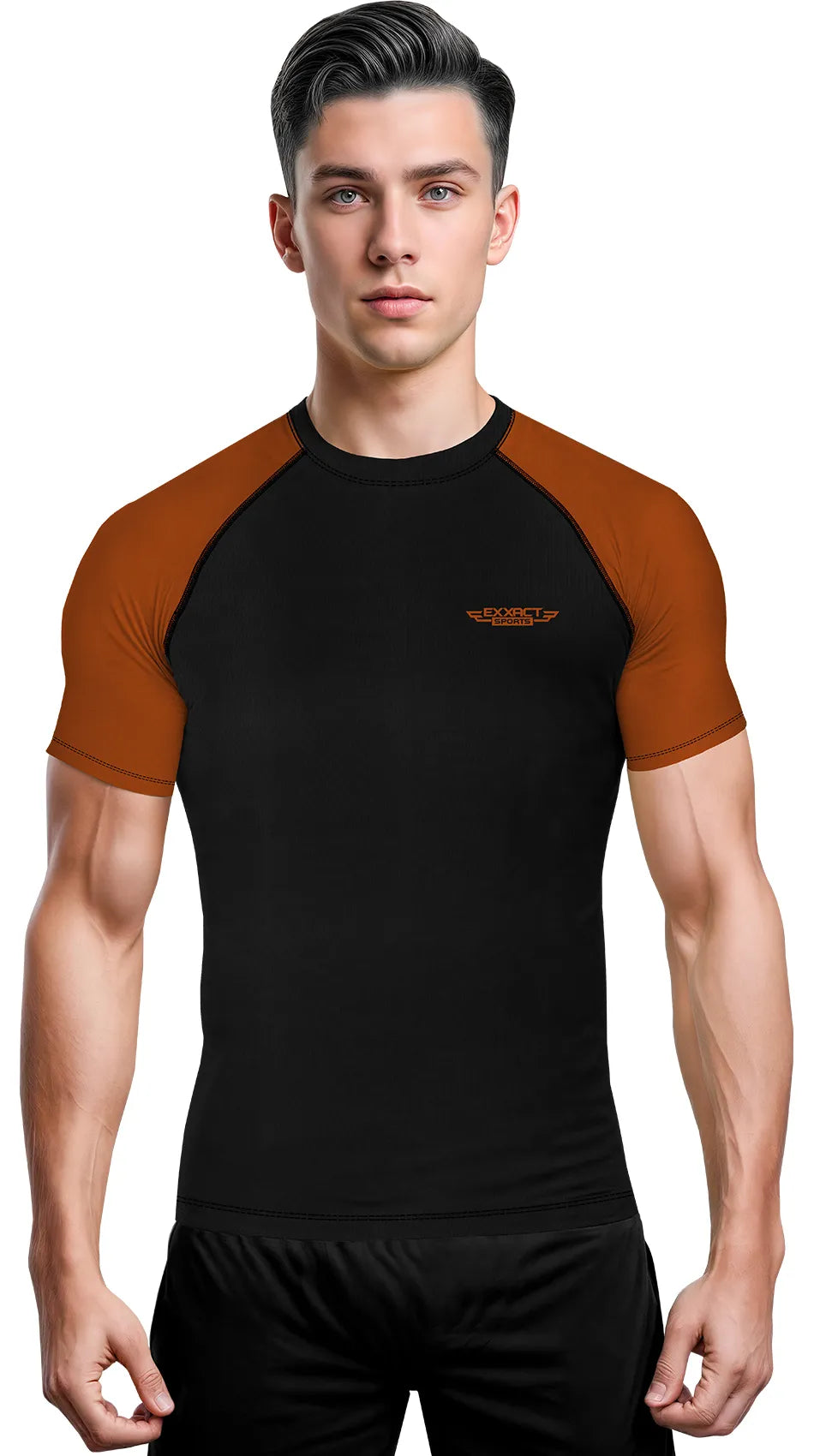 Men's Brown BJJ Rash Guard Short Sleeve