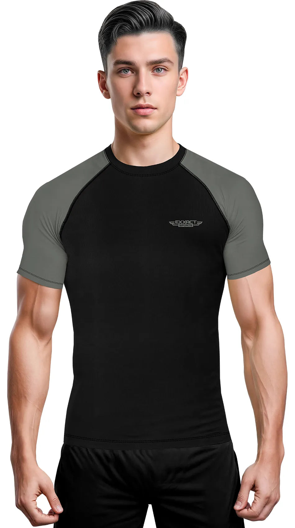 Men's Gray BJJ Rash Guard Short Sleeve