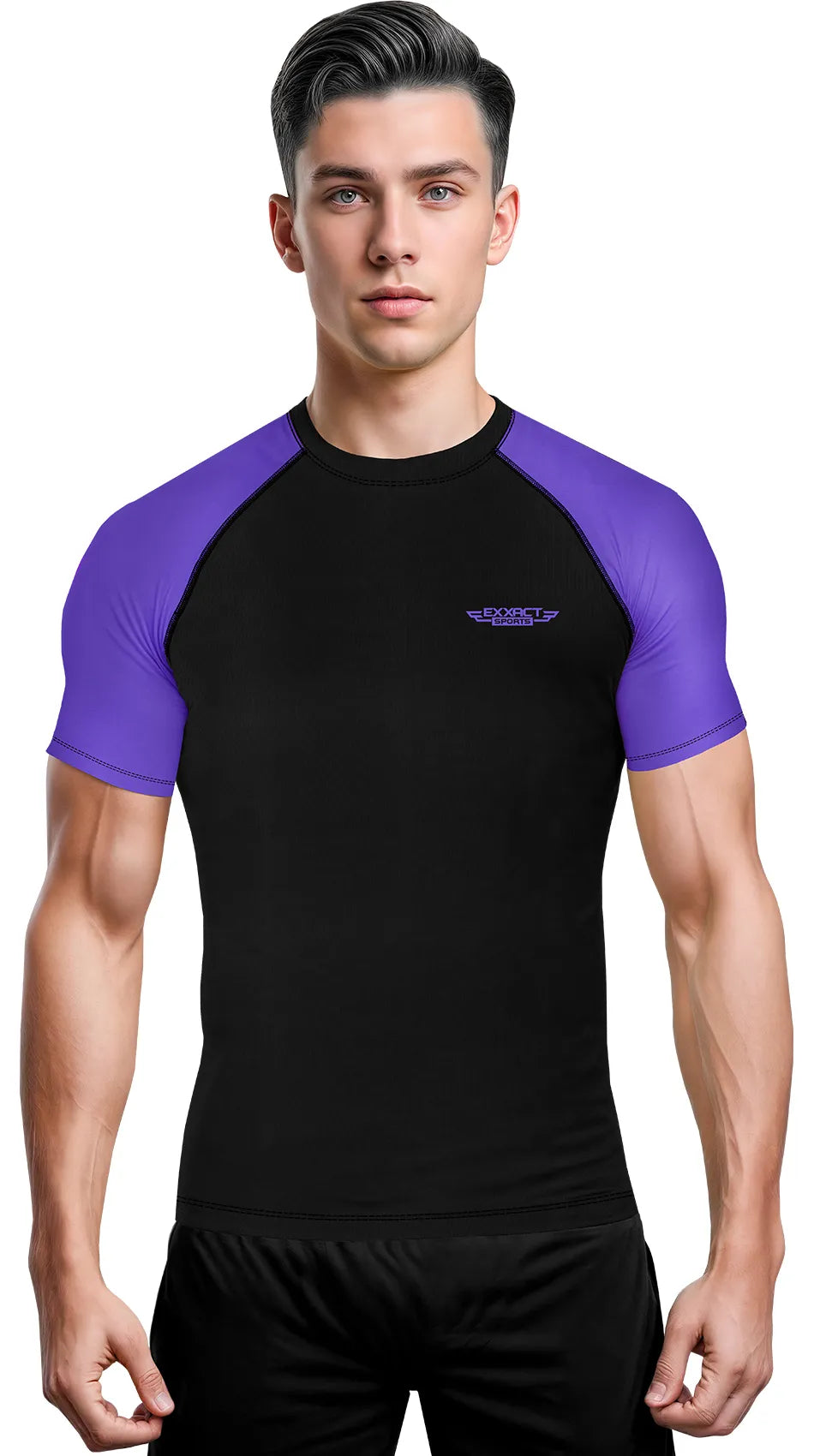 Men's Purple BJJ Rash Guard Short Sleeve