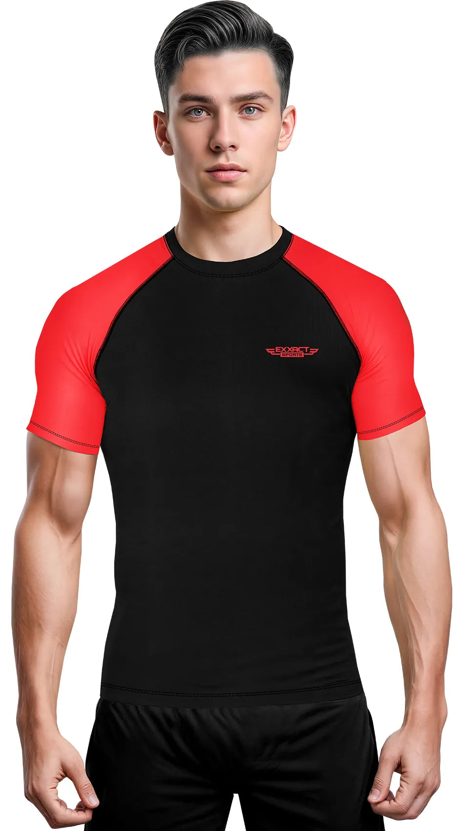 Men's Red BJJ Rash Guard Short Sleeve