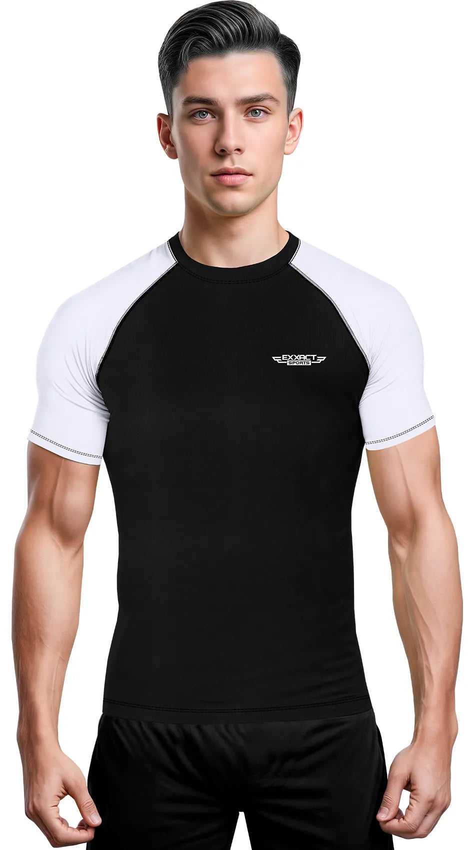 Men's White BJJ Rash Guard Short Sleeve