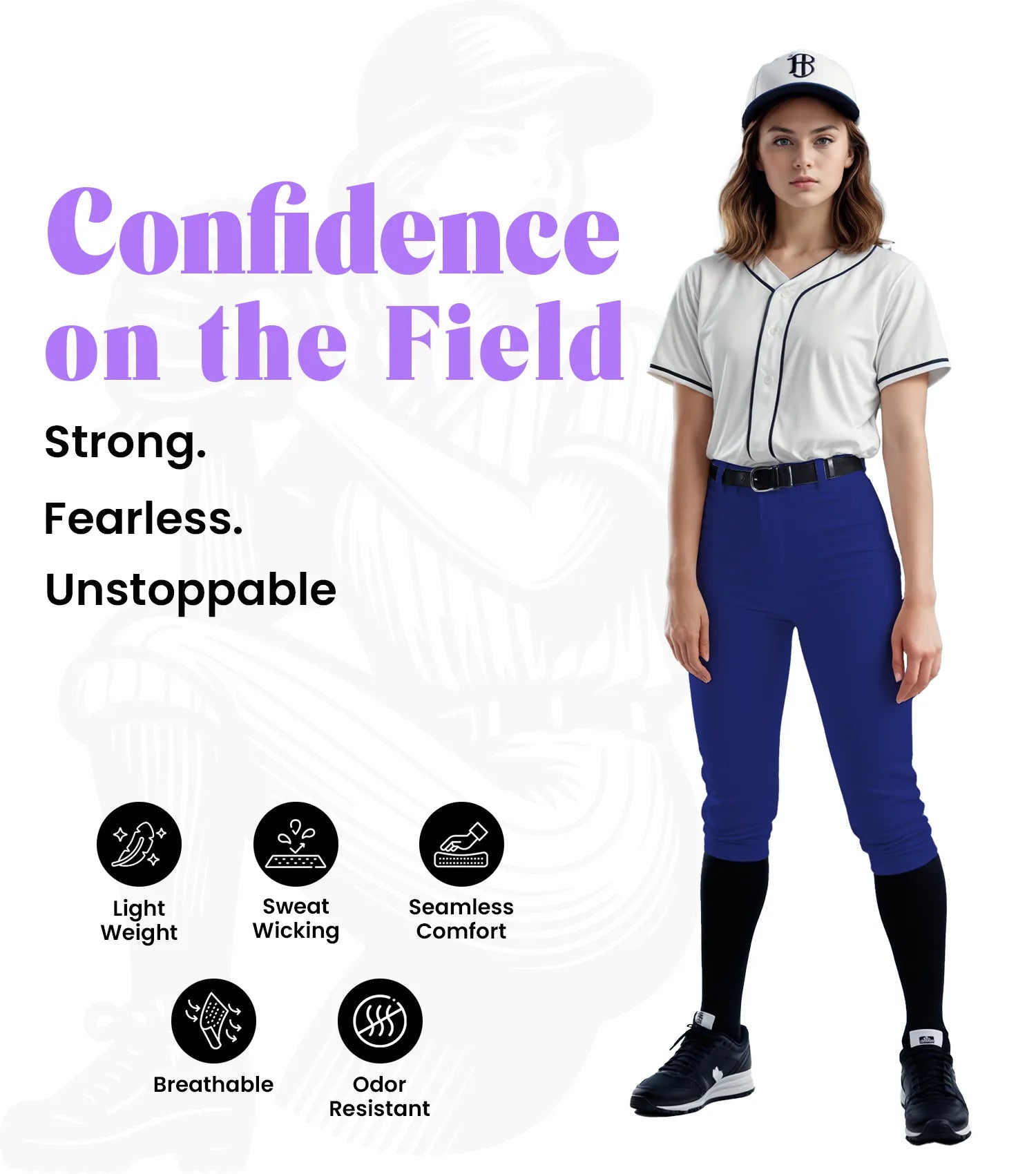 Zipper Womens Softball Pants, Elastic Bottom with Mesh Panels