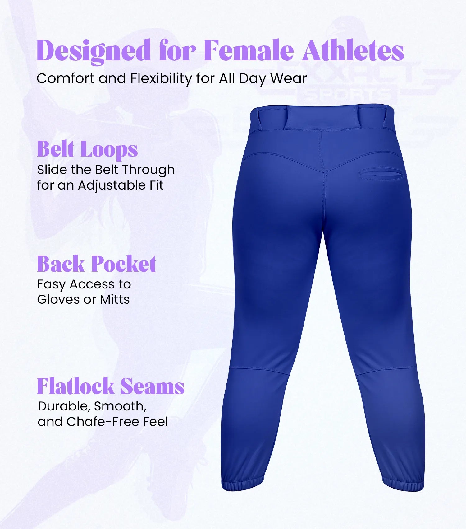 Yoga/Knicker Style Softball Pants For Women (Royal Blue)