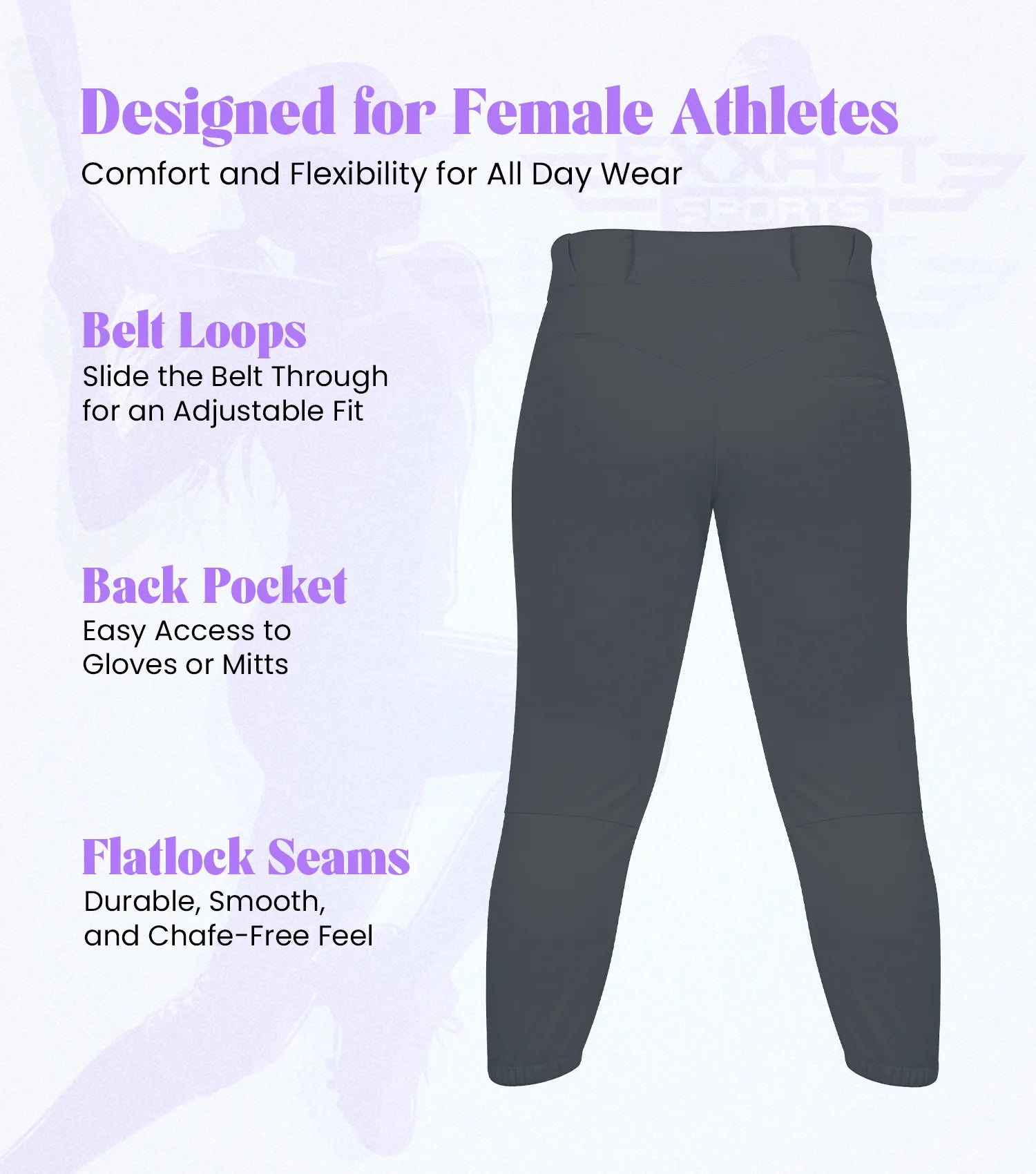 Yoga/Knicker Style Softball Pants For Women (Charcoal)