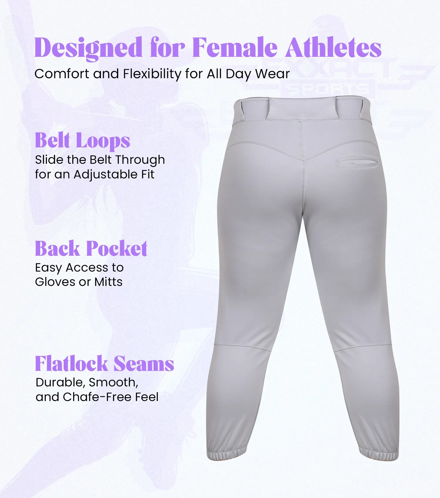 Yoga/Knicker Style Softball Pants For Women (Gray)