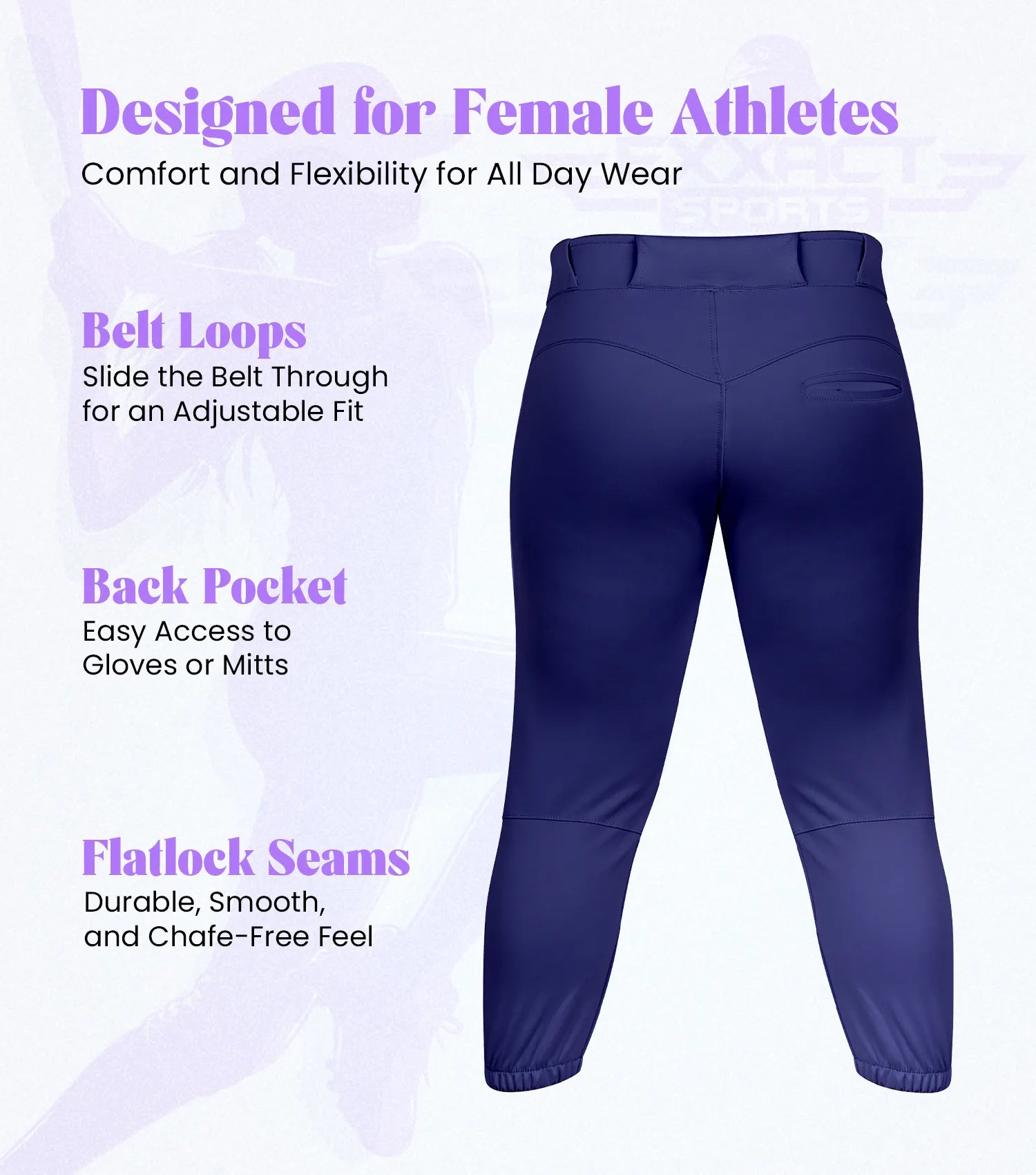 Yoga/Knicker Style Softball Pants For Women (Navy)