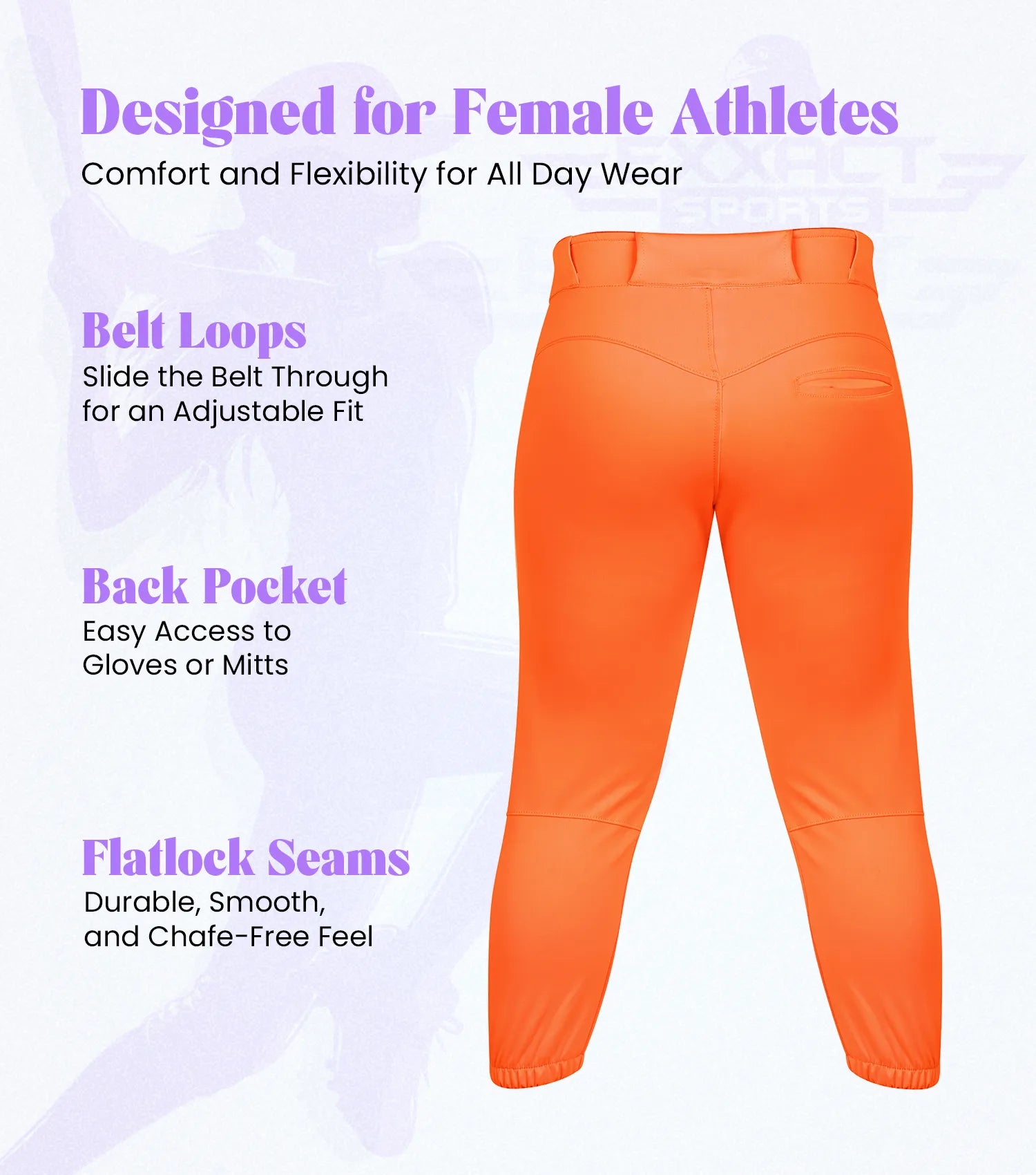 Yoga/Knicker Style Softball Pants For Women (Orange)