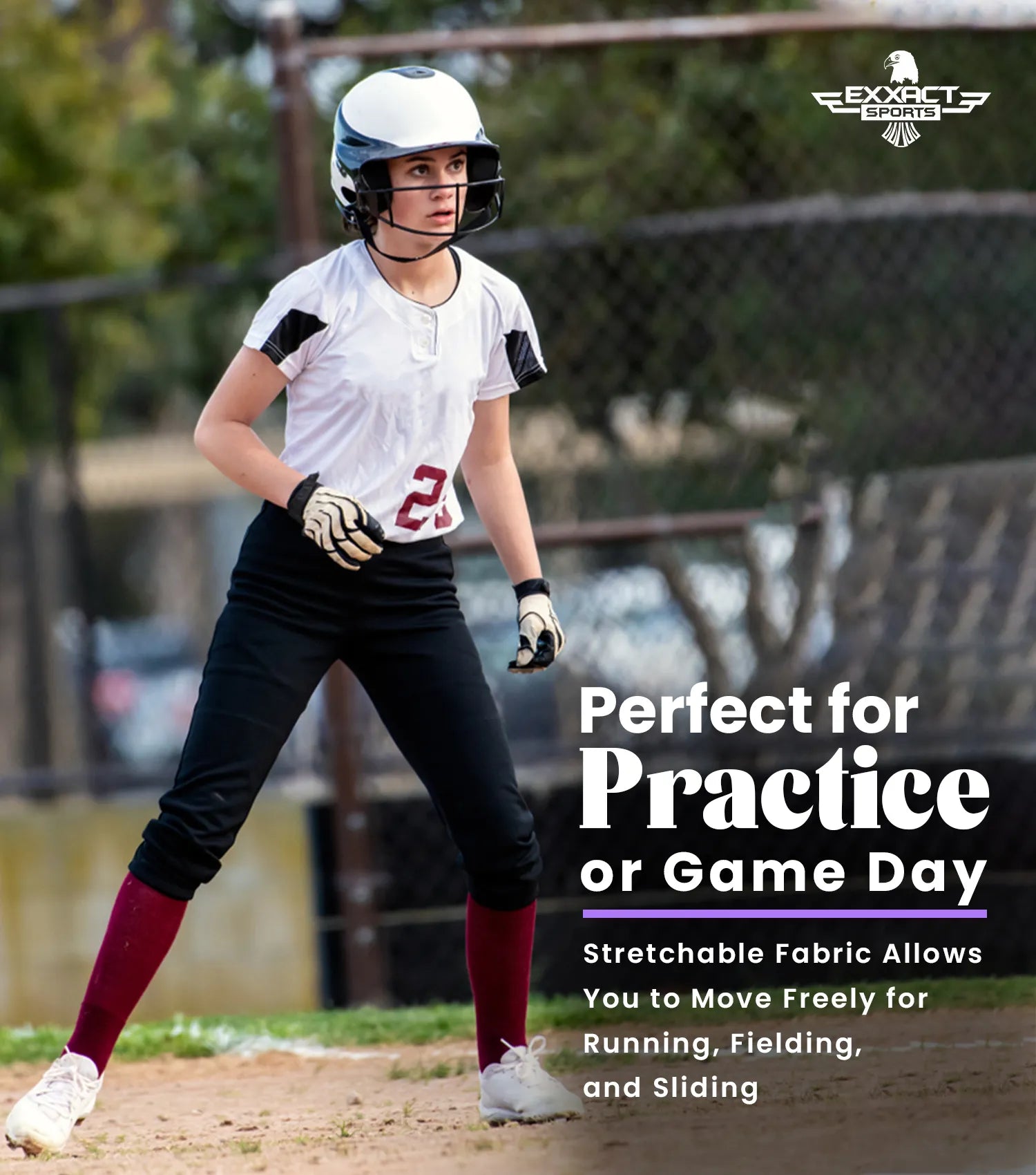 Exxact Women's Fastpitch Softball Pants – Breathable, Adjustable, & Built To Slide – Orange, Large